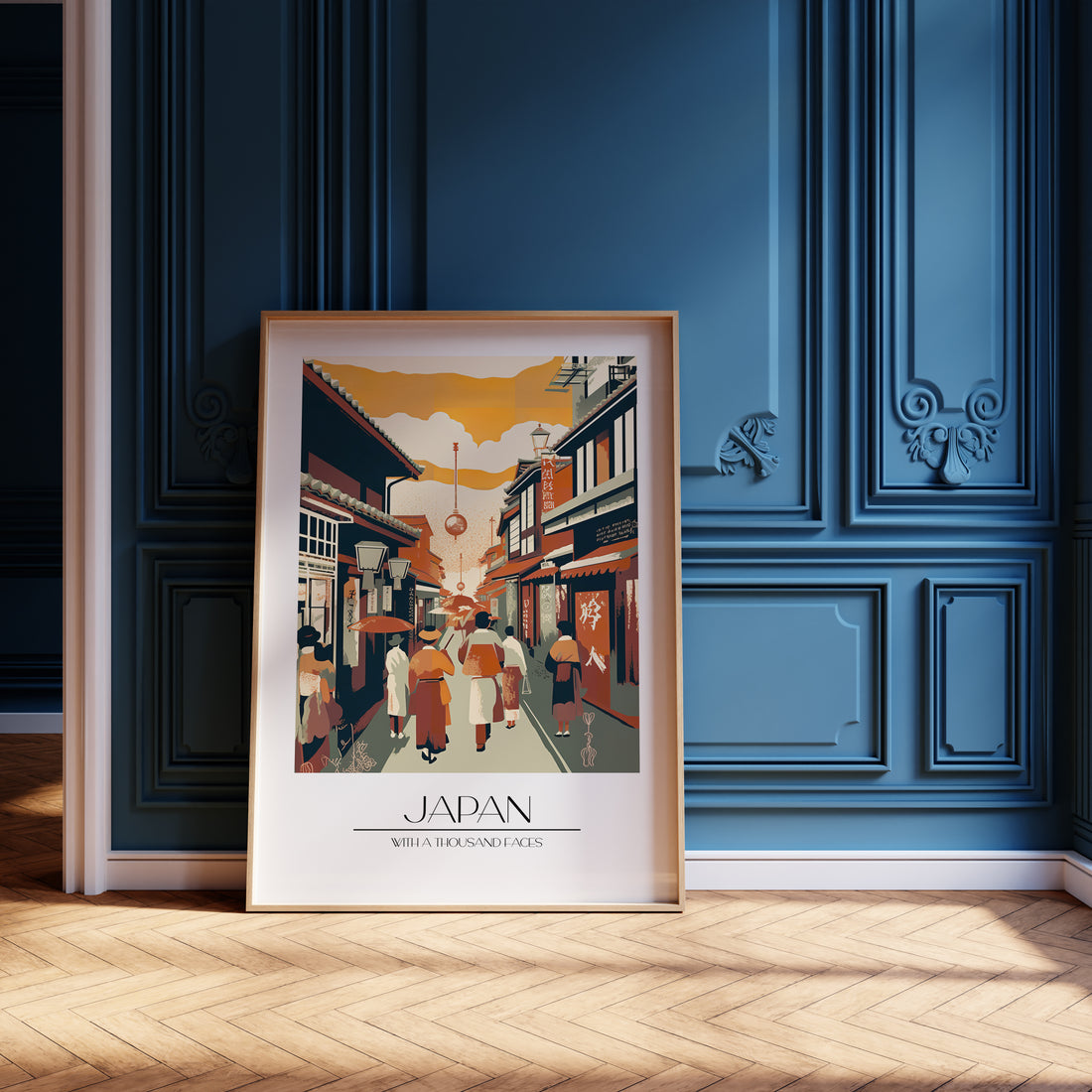 Kyoto Twilight Stroll, 50x70cm Framed Poster With Black Frame