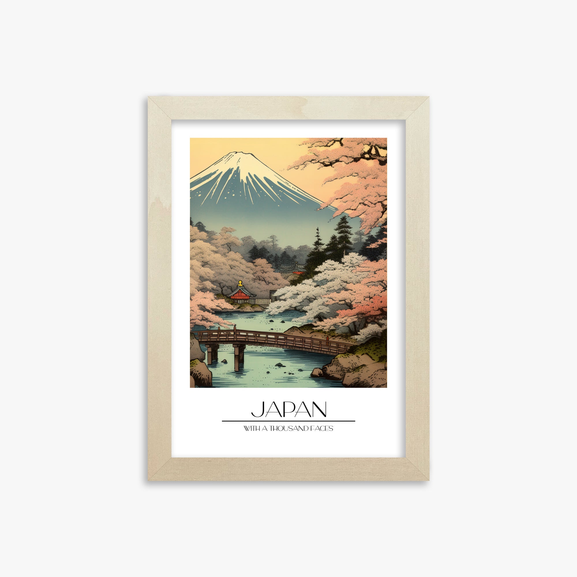 Serene Sakura Summit, 21x30cm Framed Poster With Lime Wood Frame