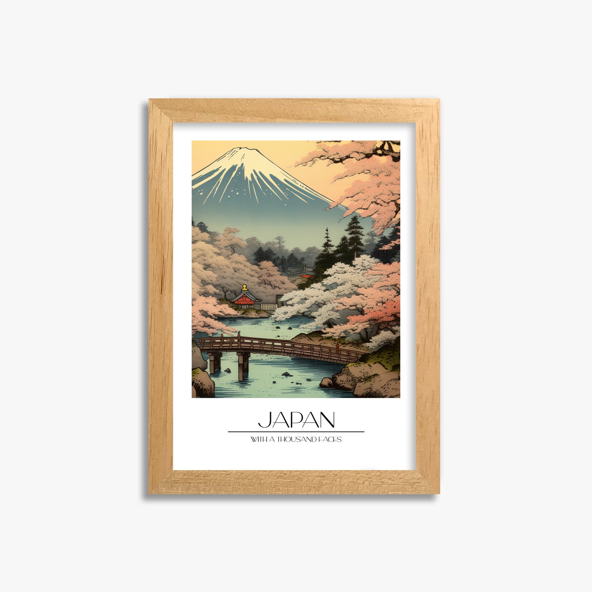 Serene Sakura Summit, 21x30cm Framed Poster With Oak Frame