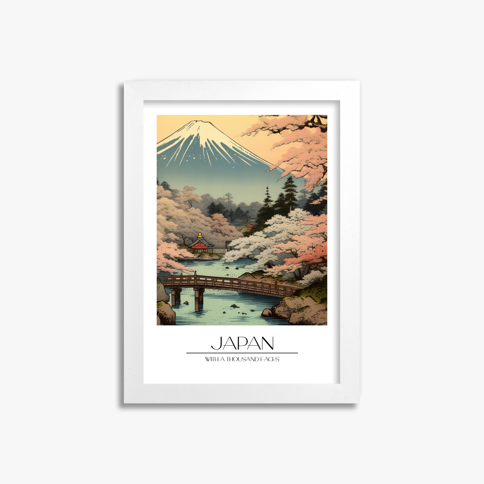 Serene Sakura Summit, 21x30cm Framed Poster With White Frame