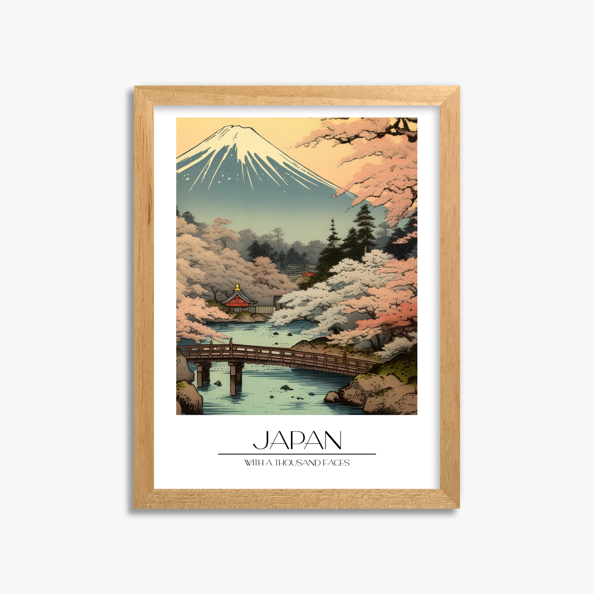Serene Sakura Summit, 30x40cm Framed Poster With Oak Frame