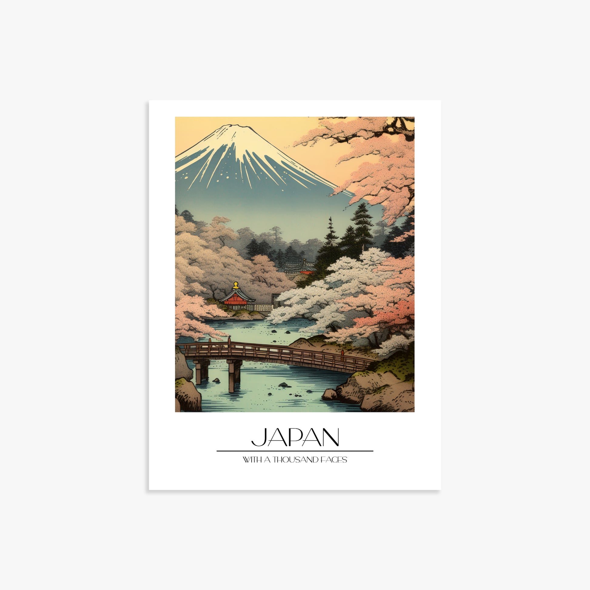 Serene Sakura Summit, 30x40cm Poster Unframed