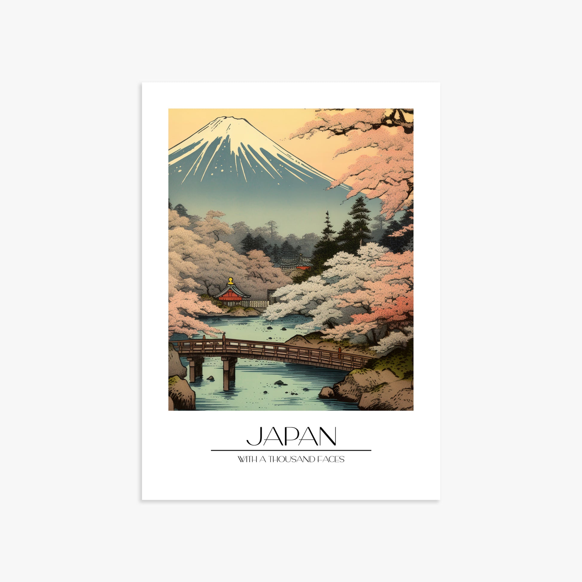 Serene Sakura Summit, 50x70cm Poster Unframed