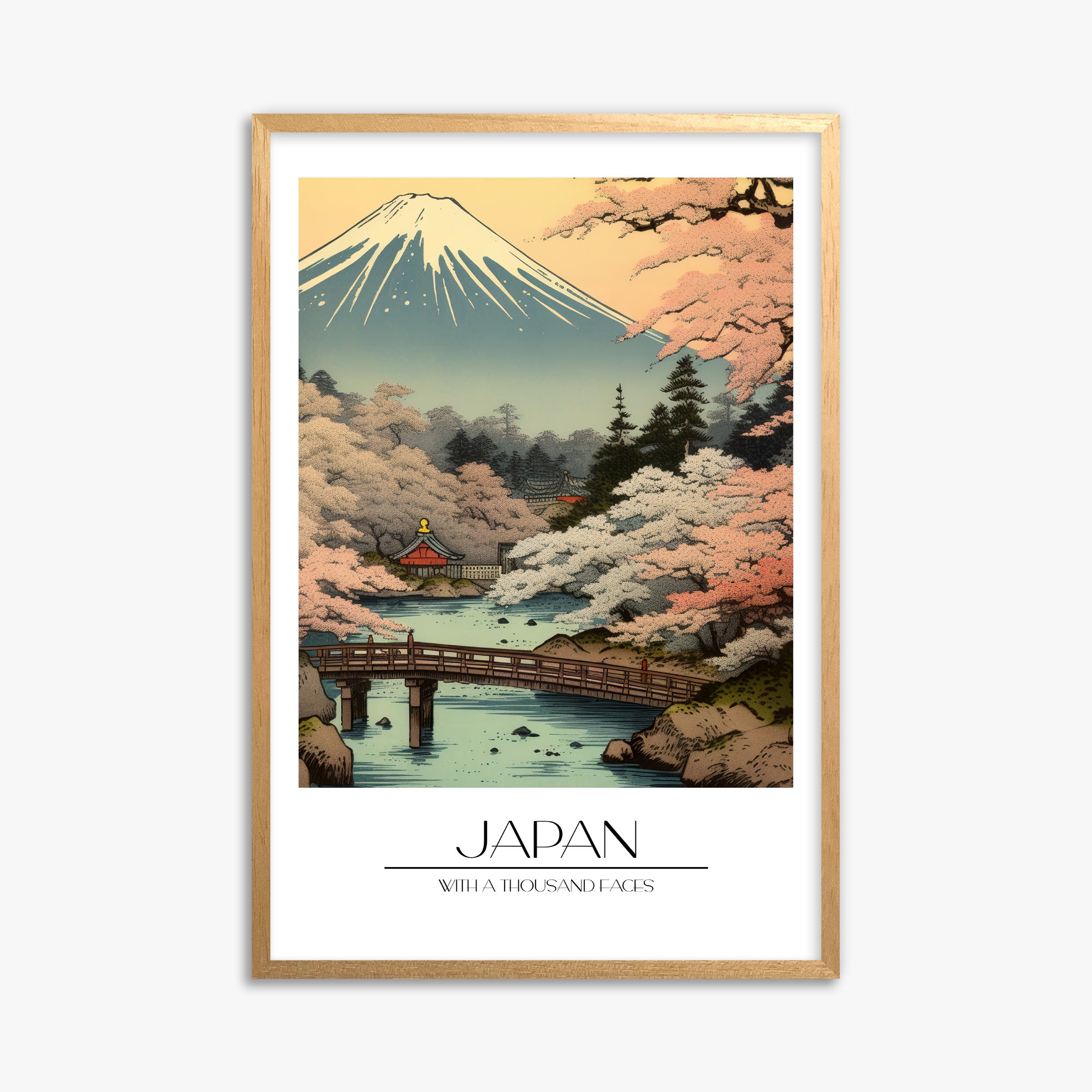 Serene Sakura Summit, 61x91cm Framed Poster With Oak Frame