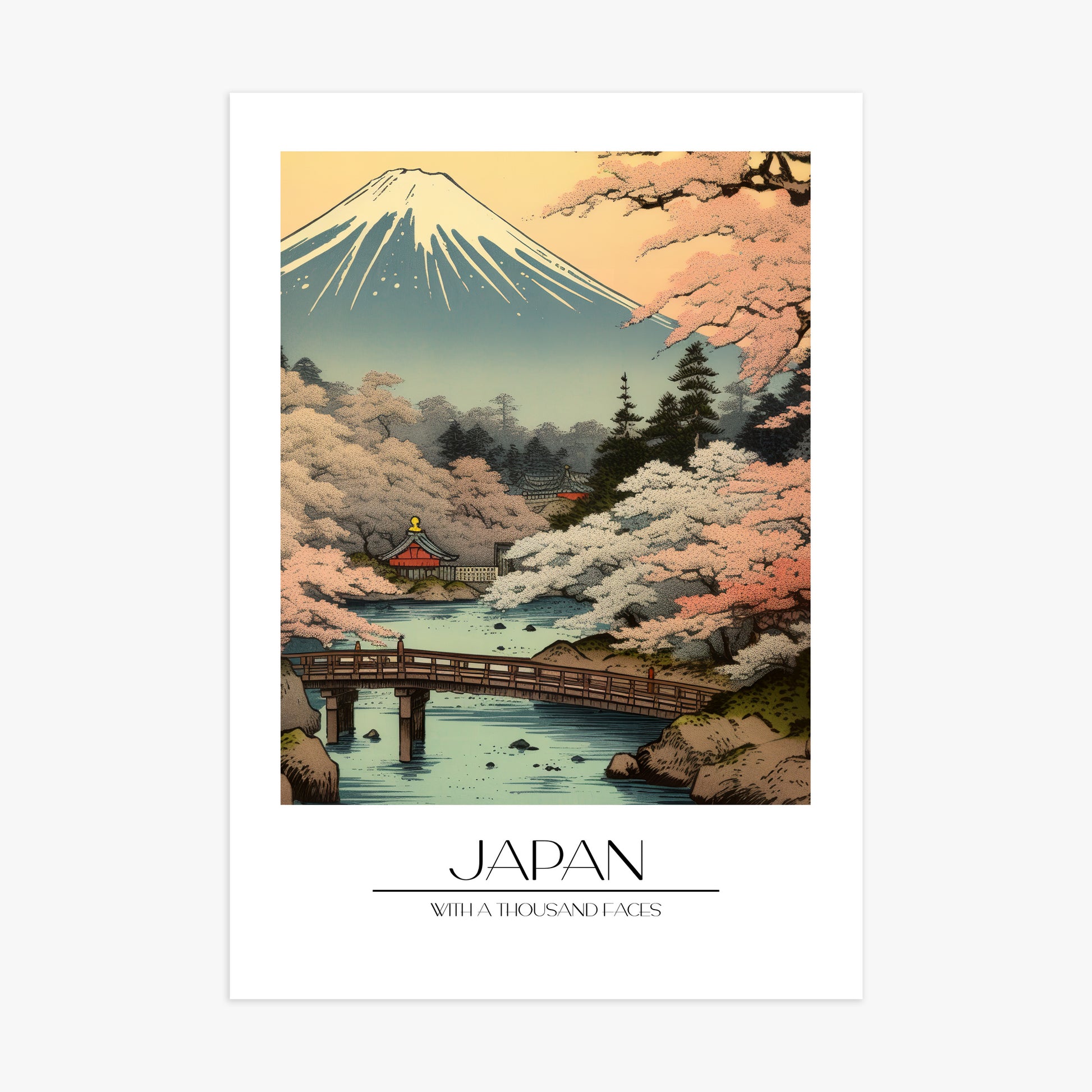 Serene Sakura Summit, 70x100cm Poster Unframed
