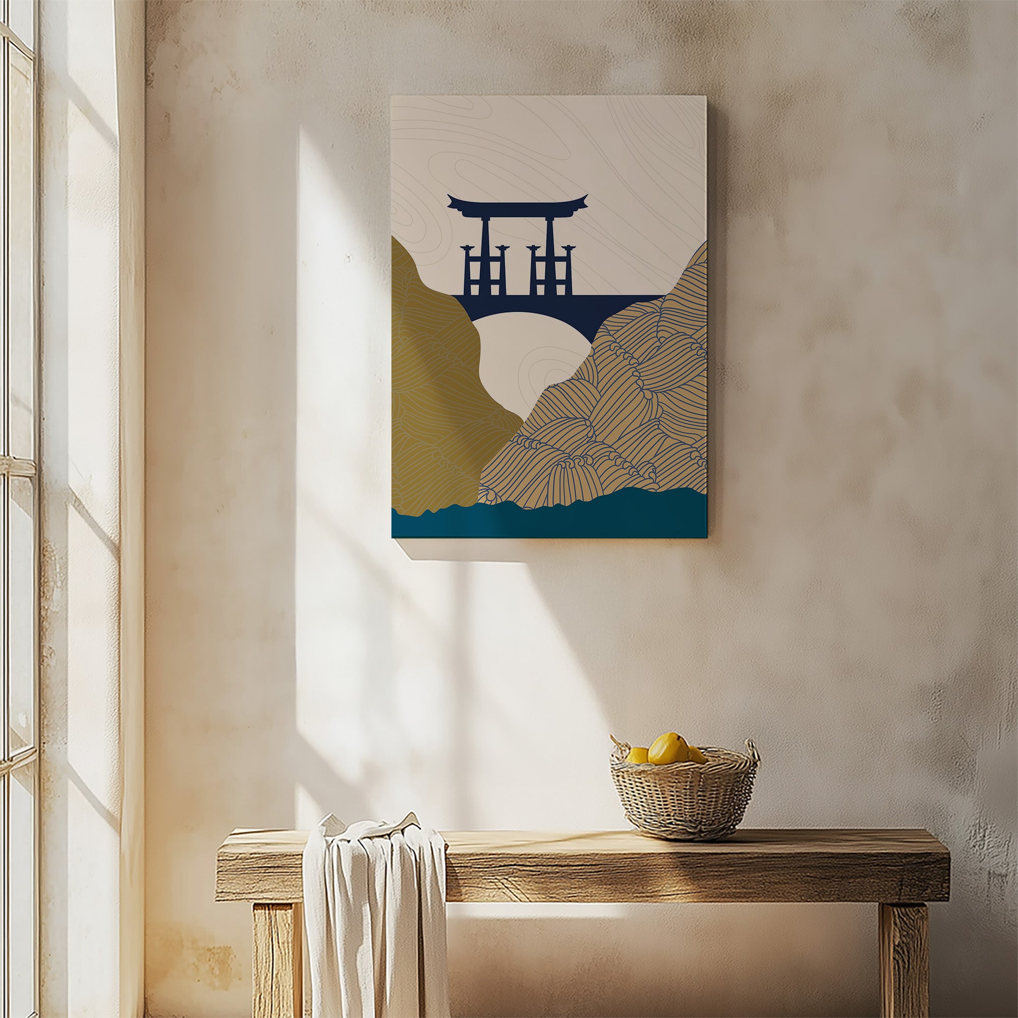 Serene Gateway, Minimalist Modern Framed Wall Art Print - Framed Poster from Japandi Art