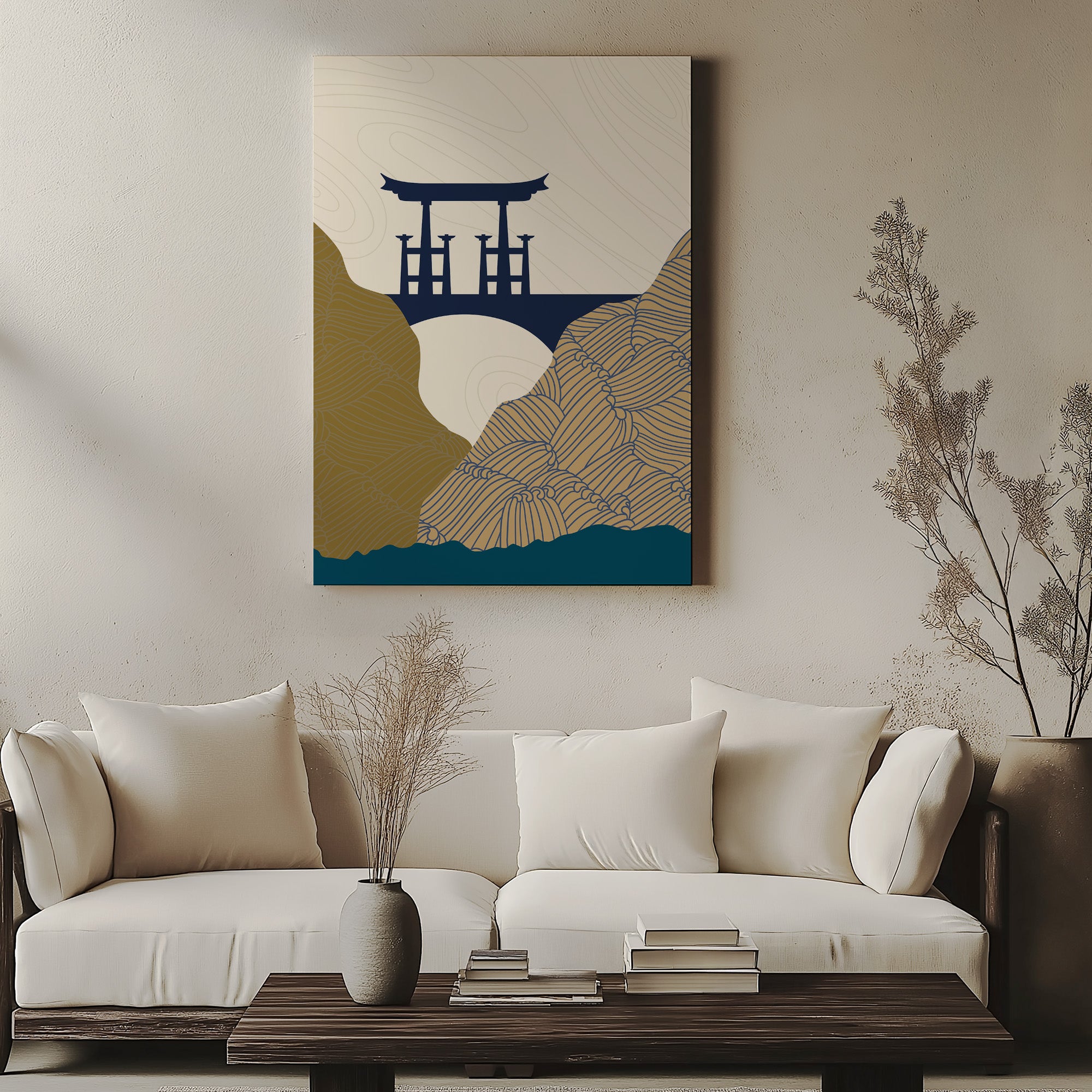Serene Gateway, Minimalist Modern Framed Wall Art Print - Framed Poster from Japandi Art