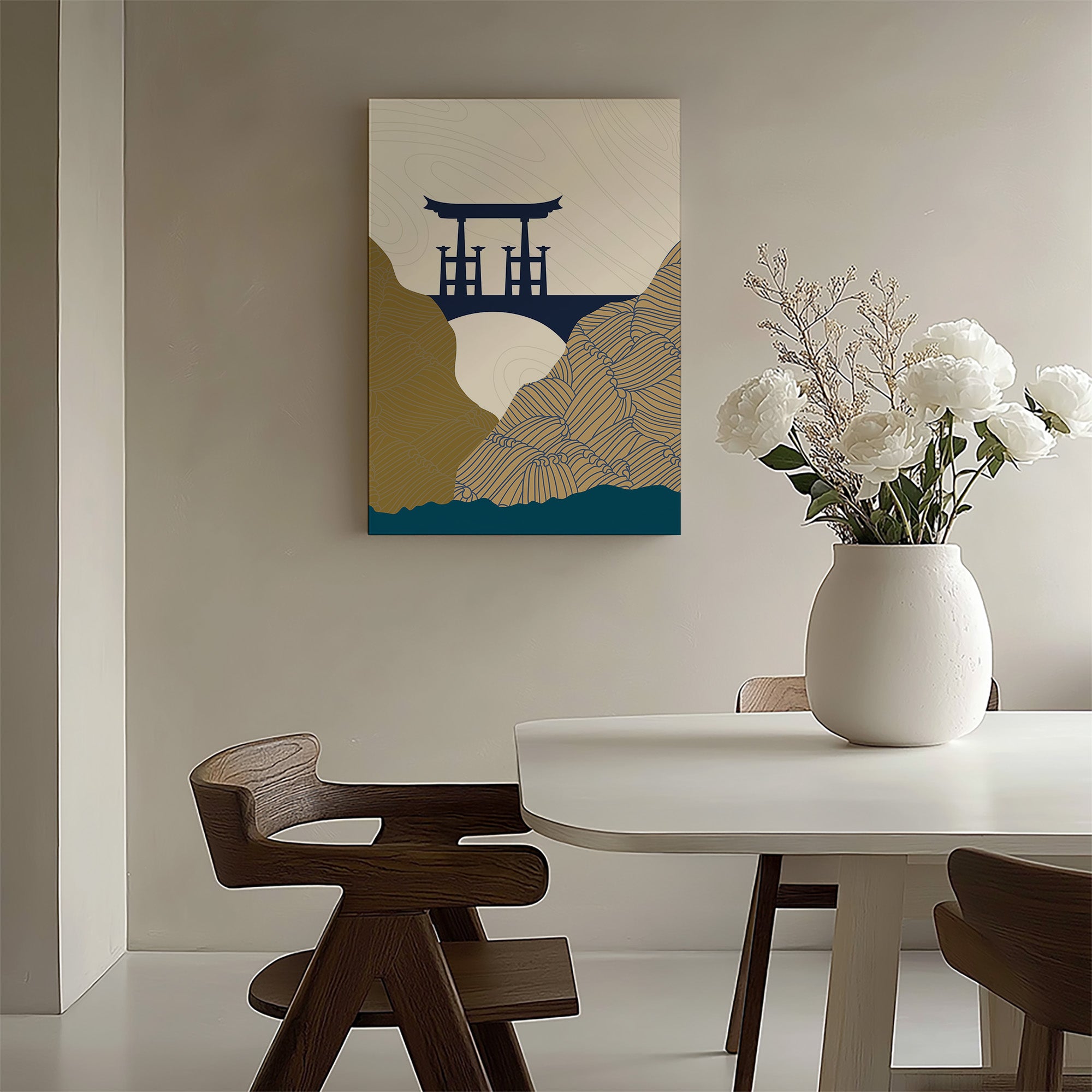Serene Gateway, Minimalist Modern Framed Wall Art Print - Framed Poster from Japandi Art