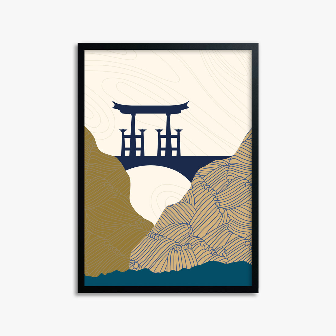 Serene Gateway, 50x70cm Framed Poster With Black Frame