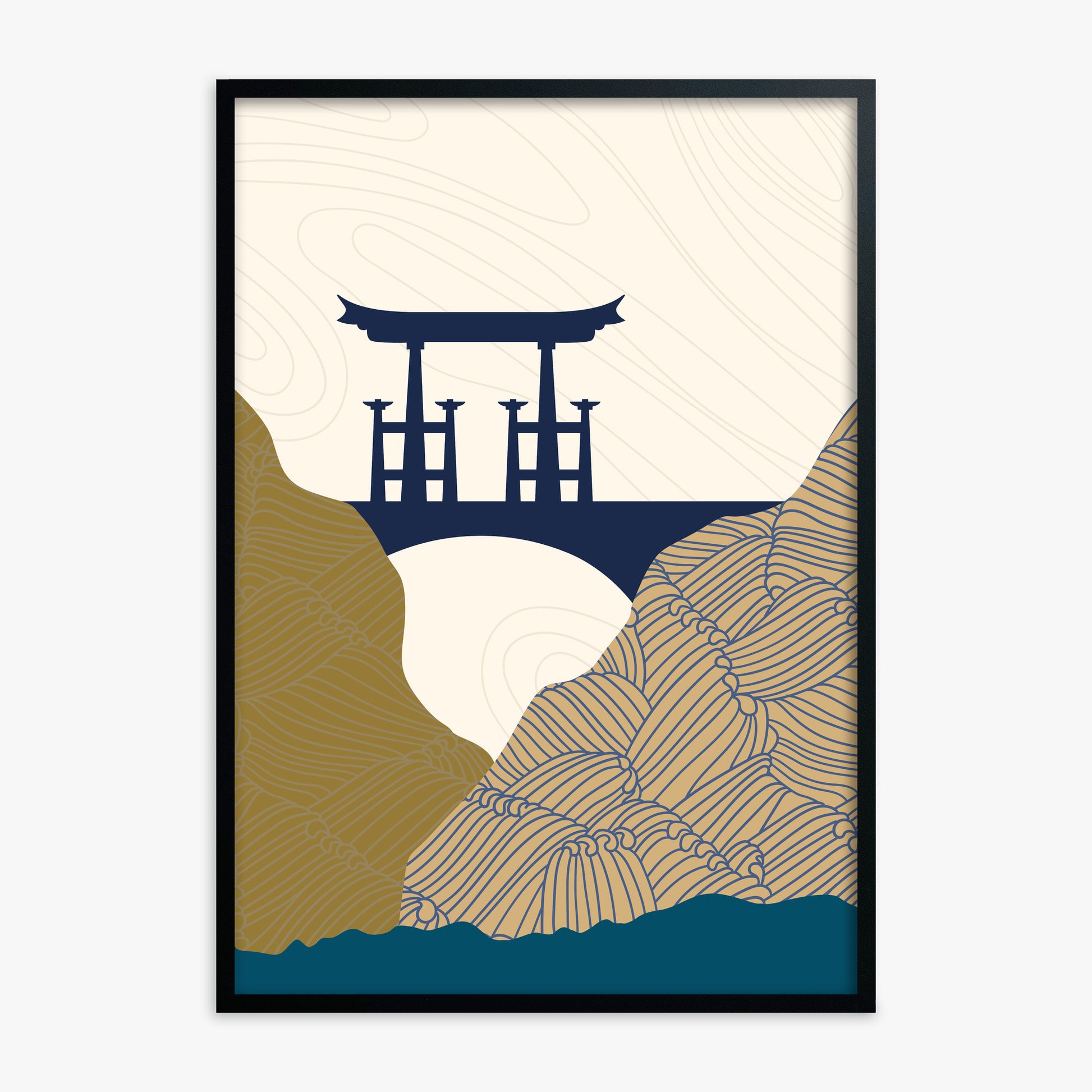 Serene Gateway, Black Framed Poster With Black Frame