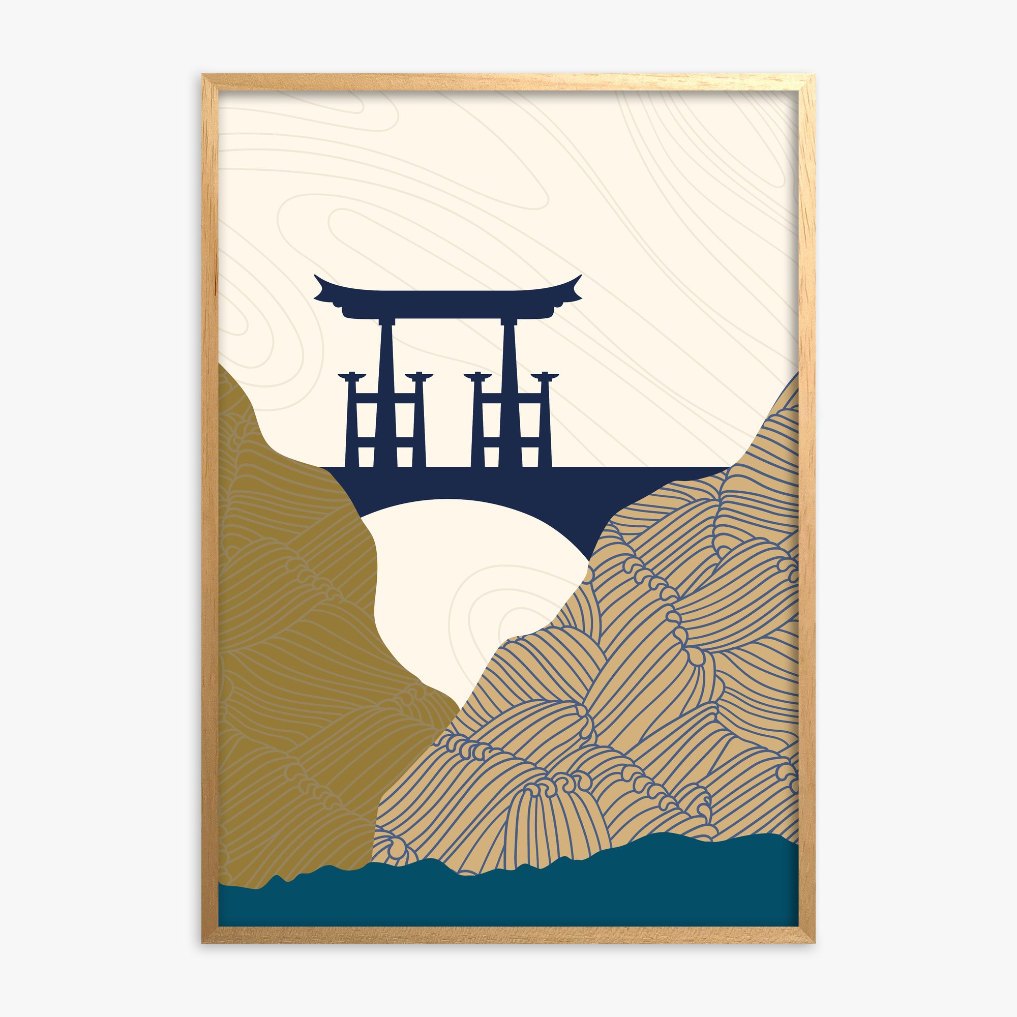 Serene Gateway, Oak Framed Poster With Oak Frame