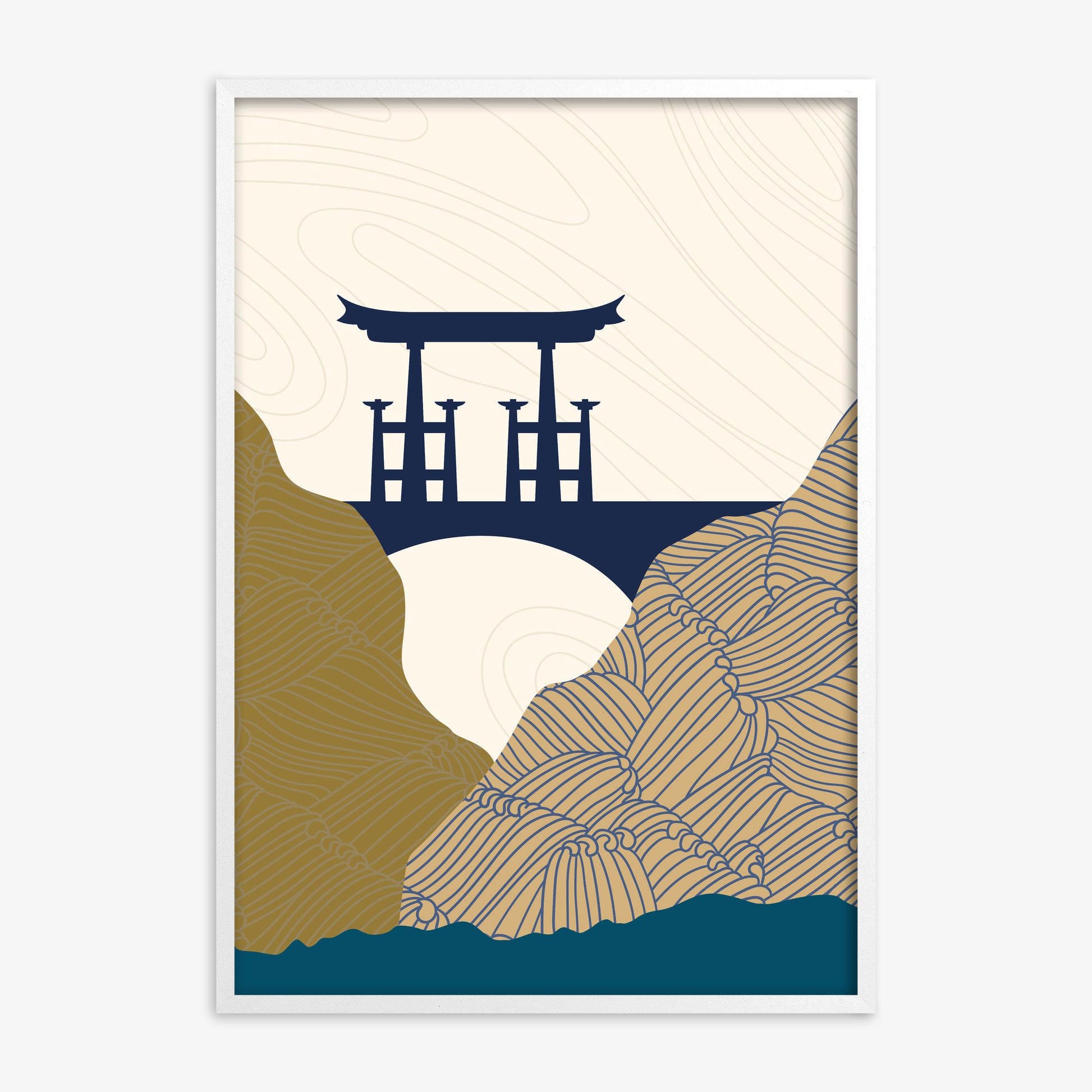 Serene Gateway, White Framed Poster With White Frame