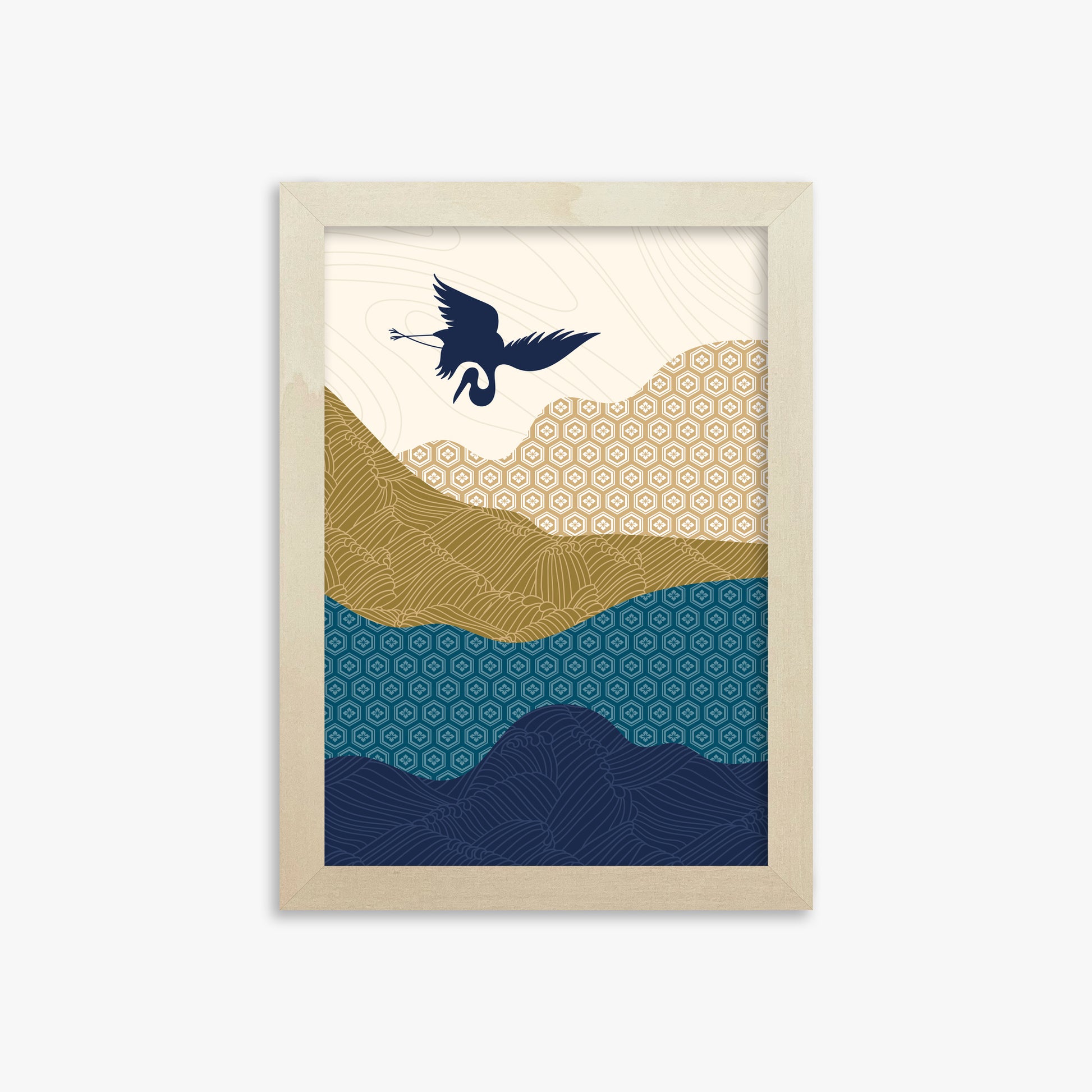 Soaring Crane Harmony, 21x30cm Framed Poster With Lime Wood Frame