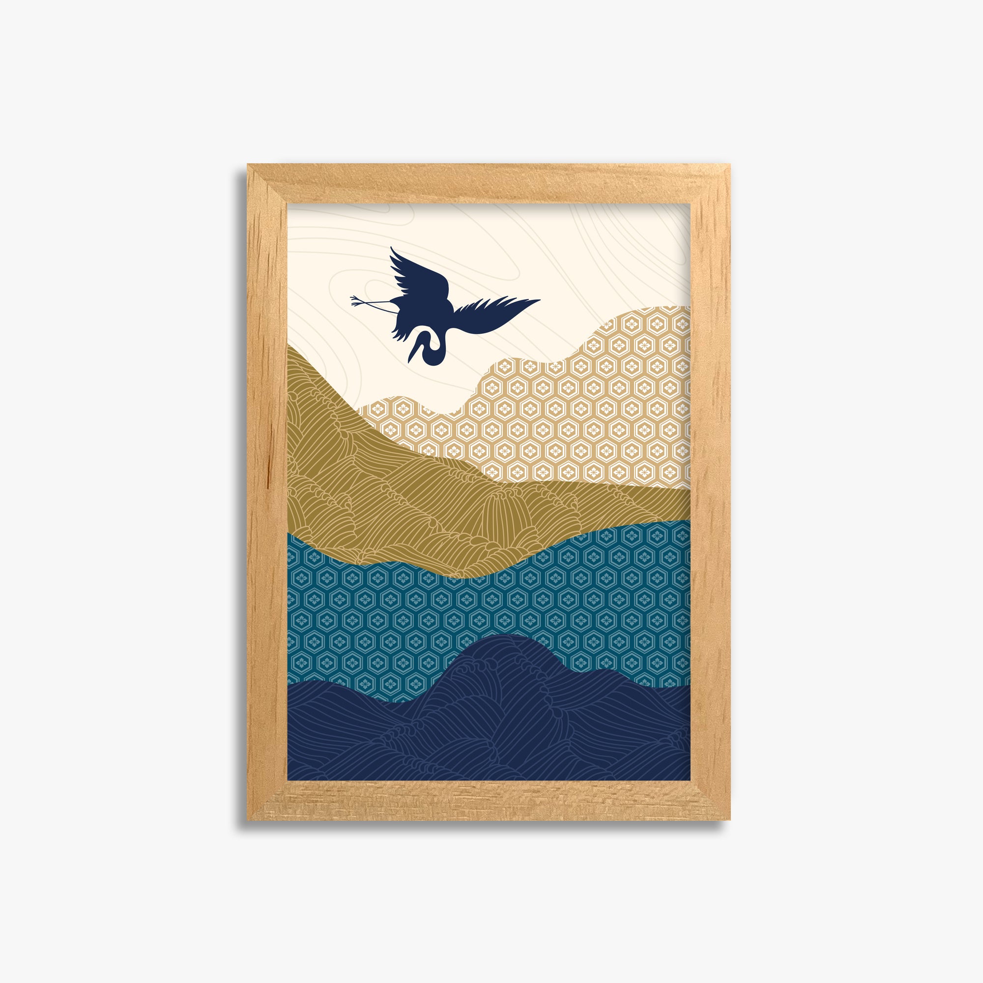 Soaring Crane Harmony, 21x30cm Framed Poster With Oak Frame