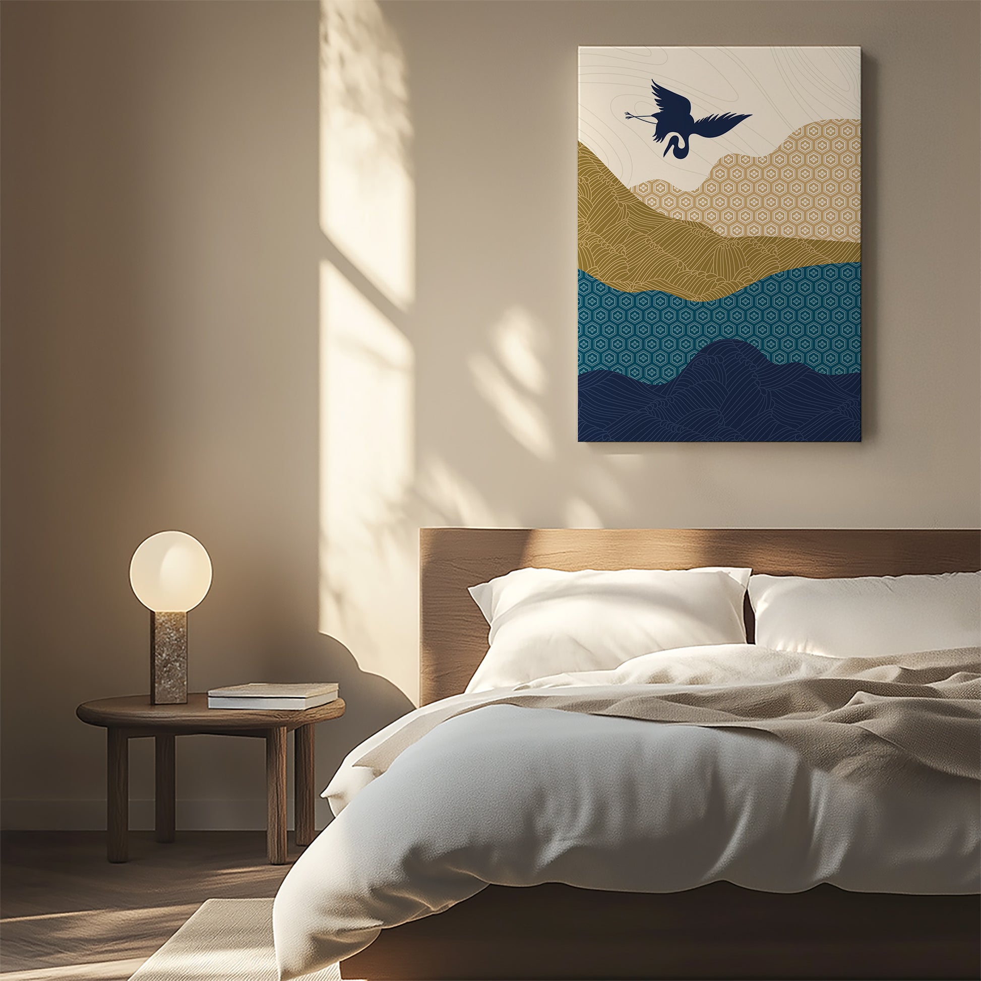 Design Concept No. 55 for Soaring Crane Harmony Modern Satin Canvas Poster Art