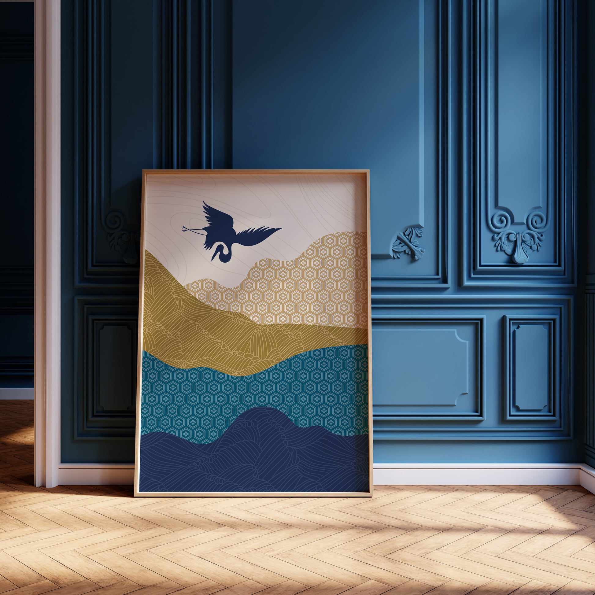 Design Concept No. 12 for Soaring Crane Harmony Modern Poster Art