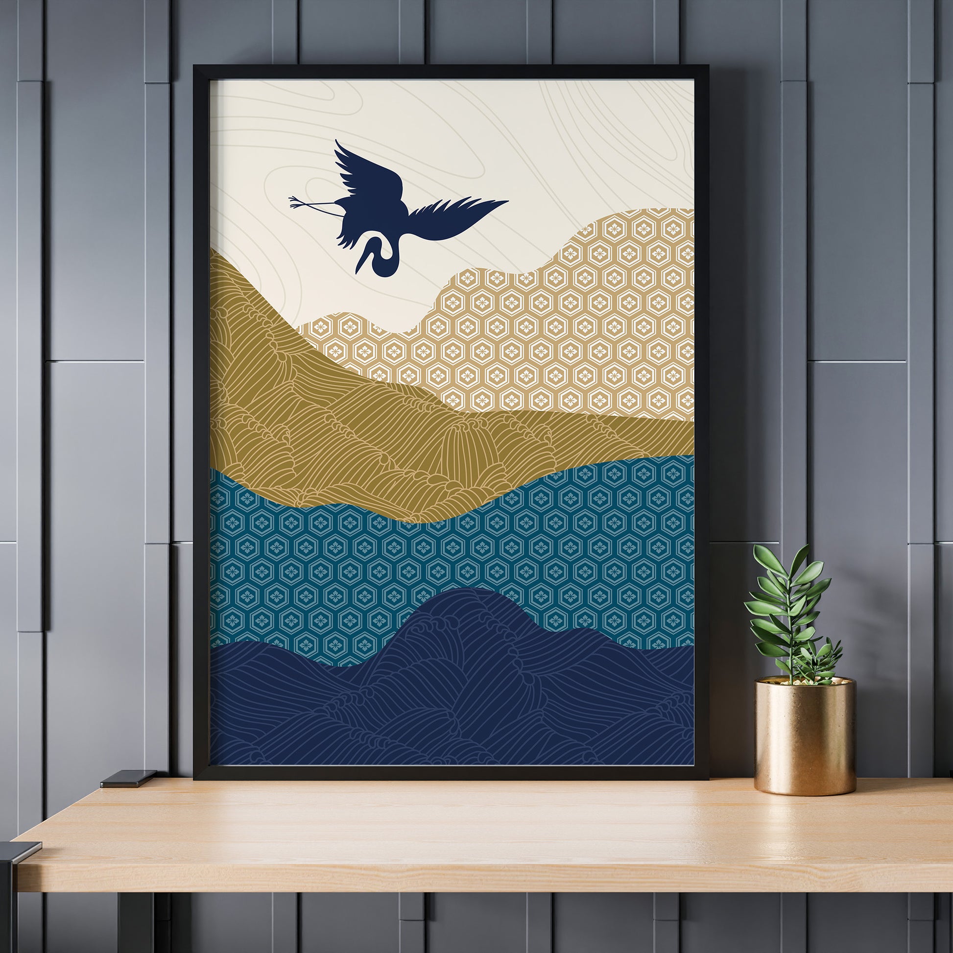 Design Concept No. 24 for Soaring Crane Harmony Modern Poster Art