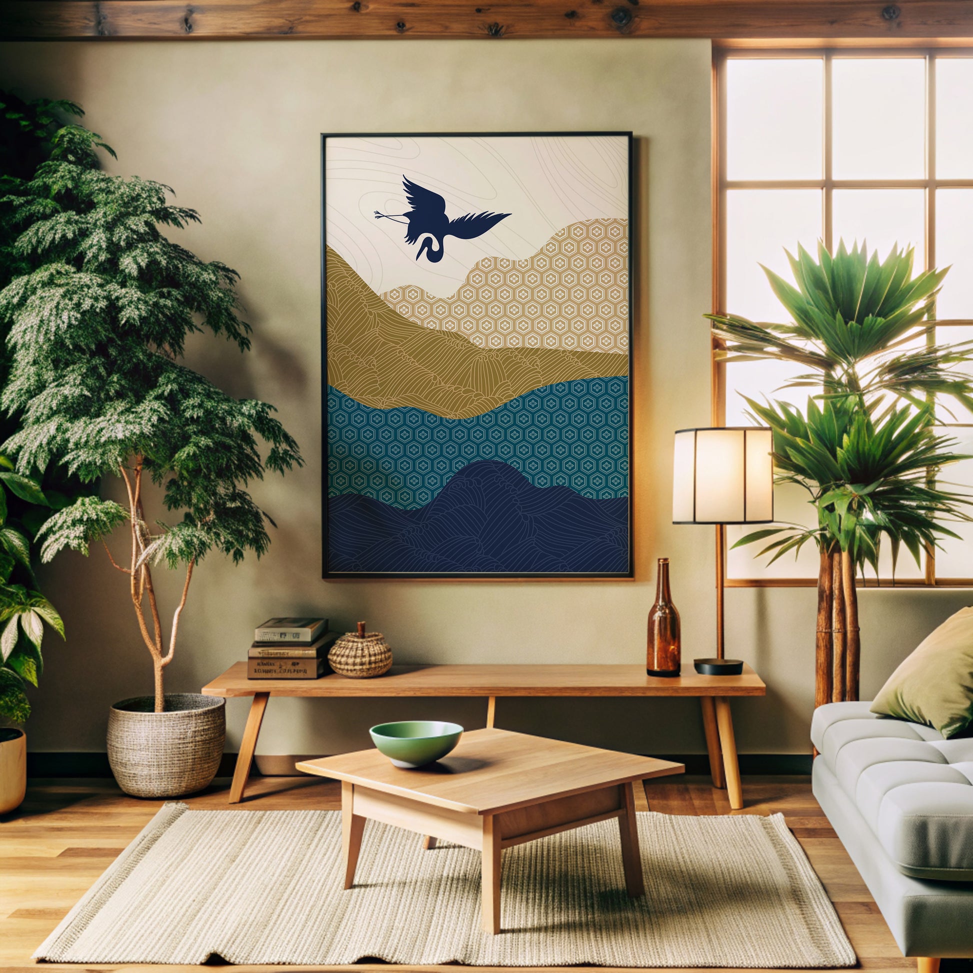 Design Concept No. 32 for Soaring Crane Harmony Modern Poster Art