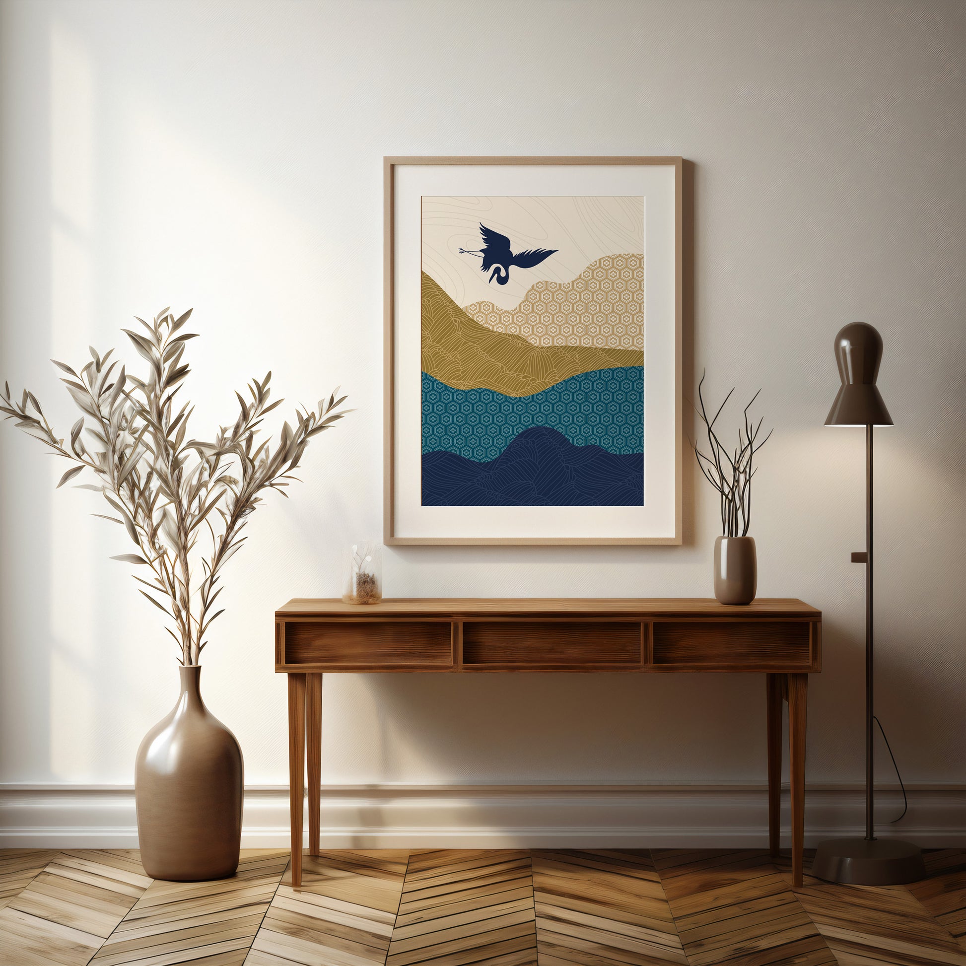 Design Concept No. 37 for Soaring Crane Harmony Modern Poster Art