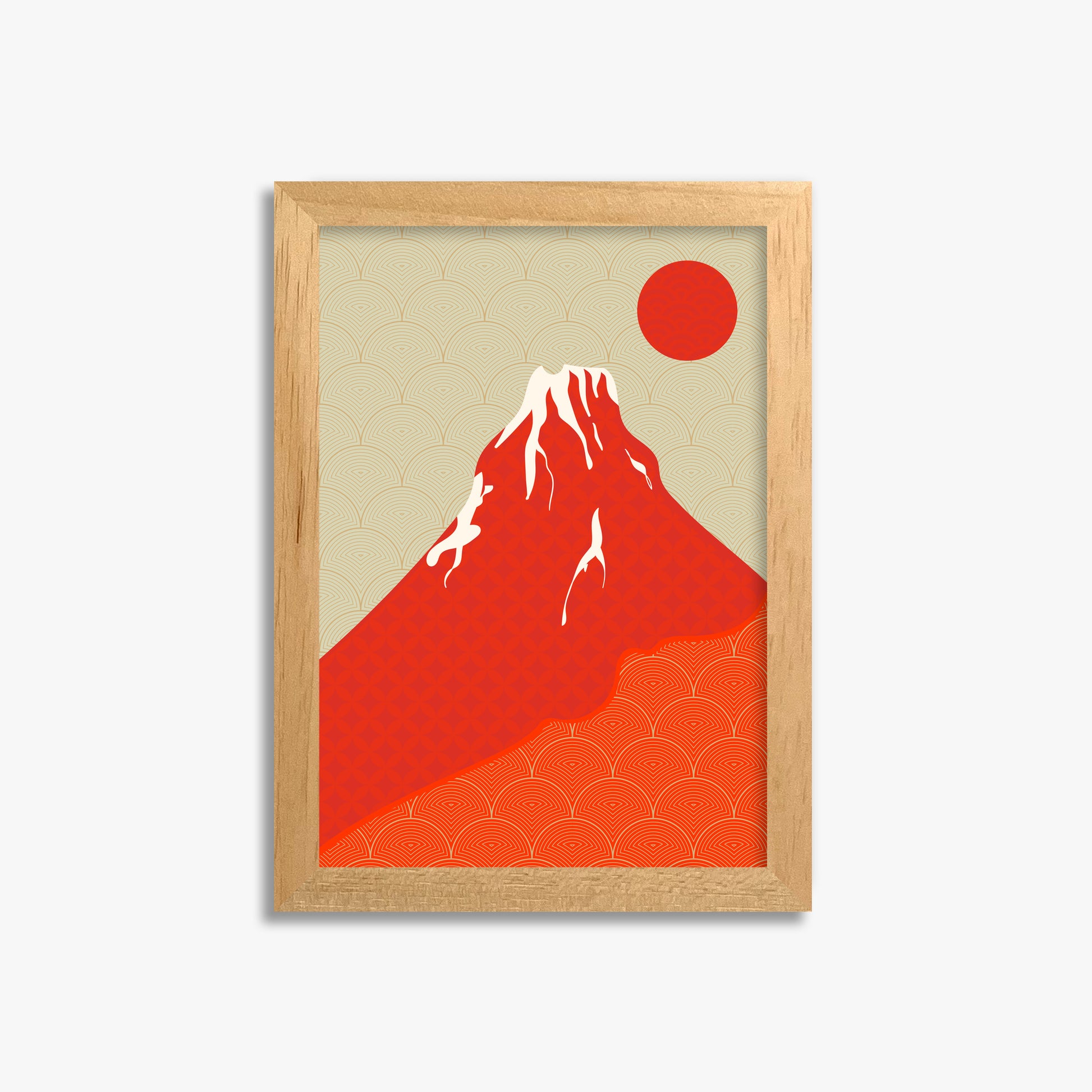 Crimson Fuji Sunset, 21x30cm Framed Poster With Oak Frame