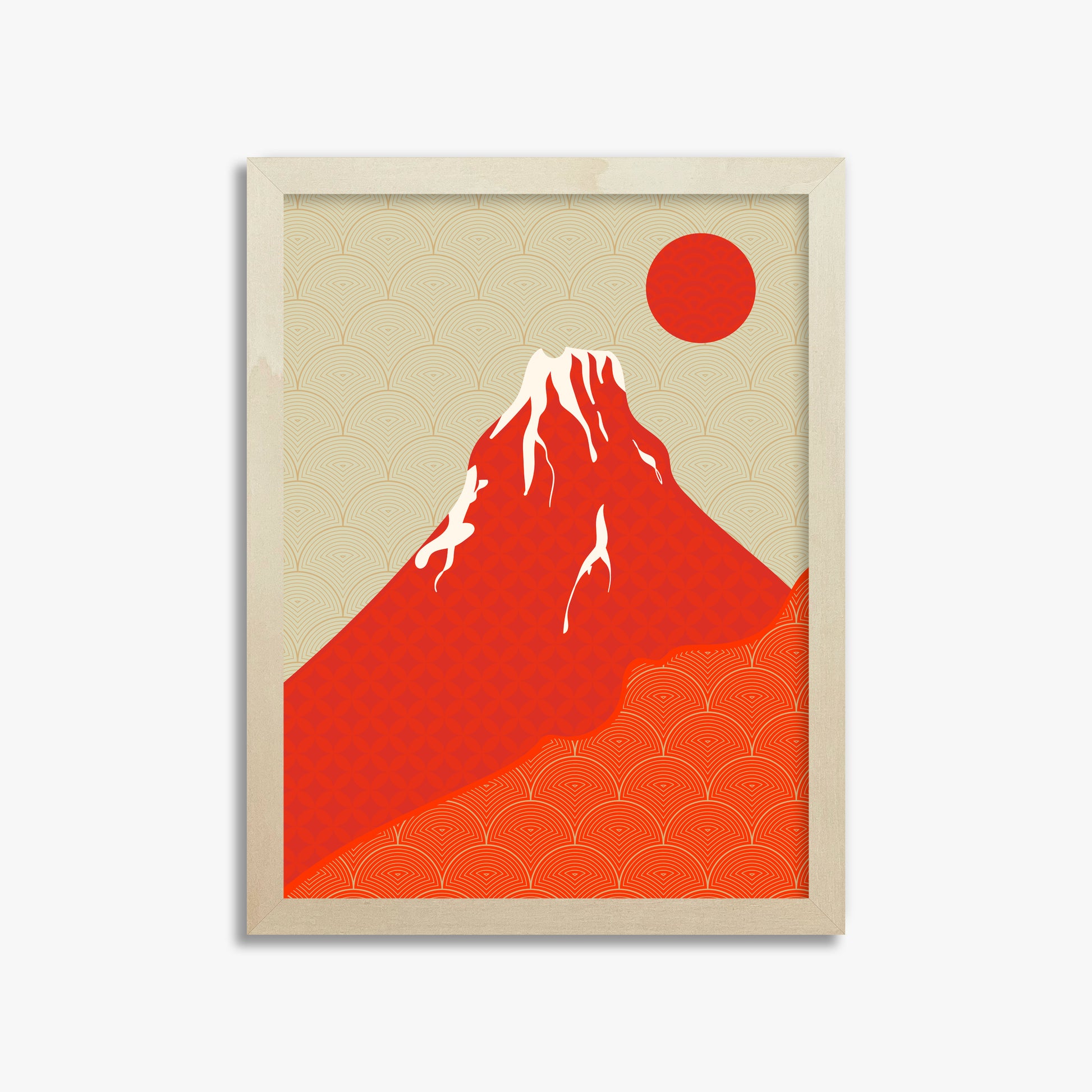 Crimson Fuji Sunset, 30x40cm Framed Poster With Lime Wood Frame