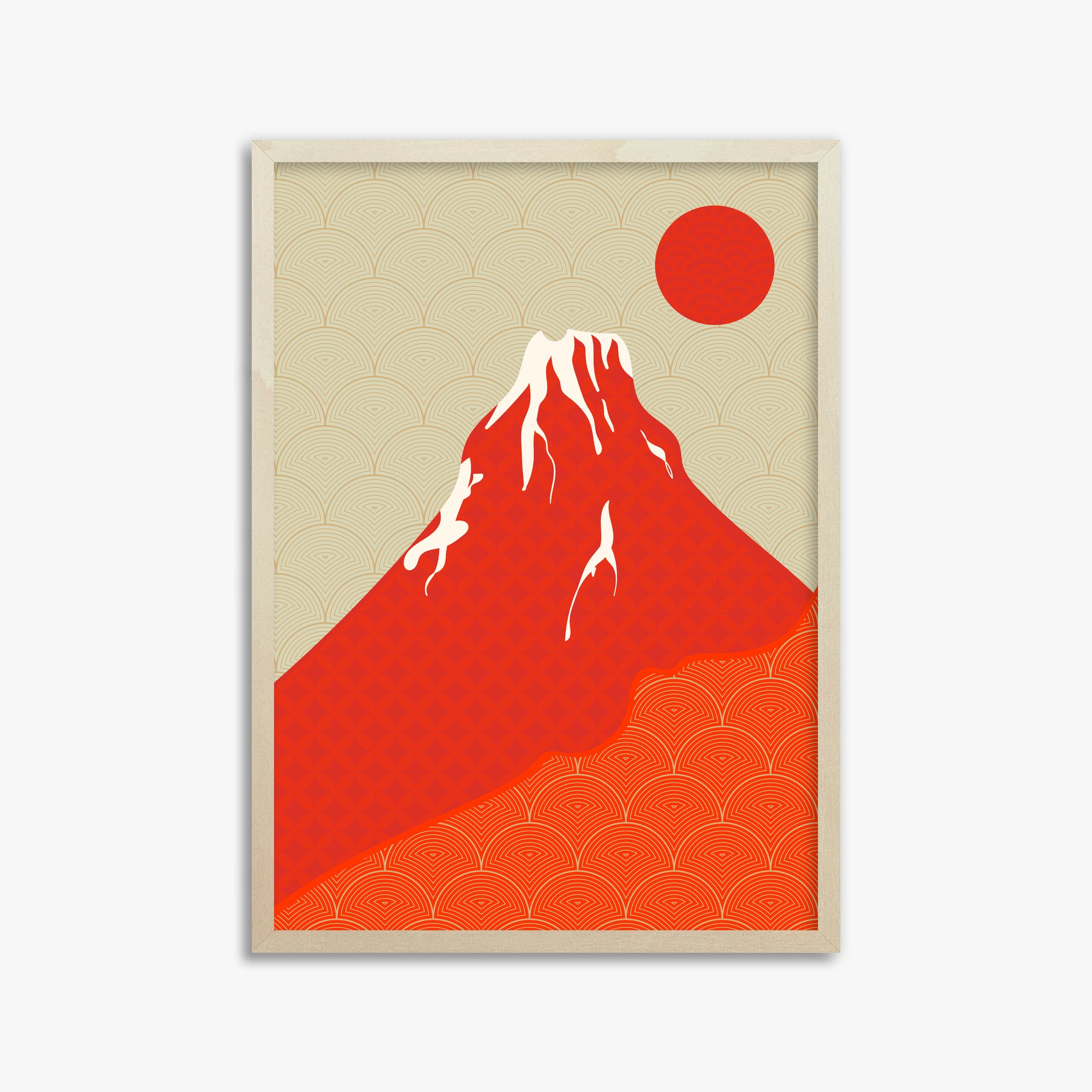 Crimson Fuji Sunset, 50x70cm Framed Poster With Lime Wood Frame