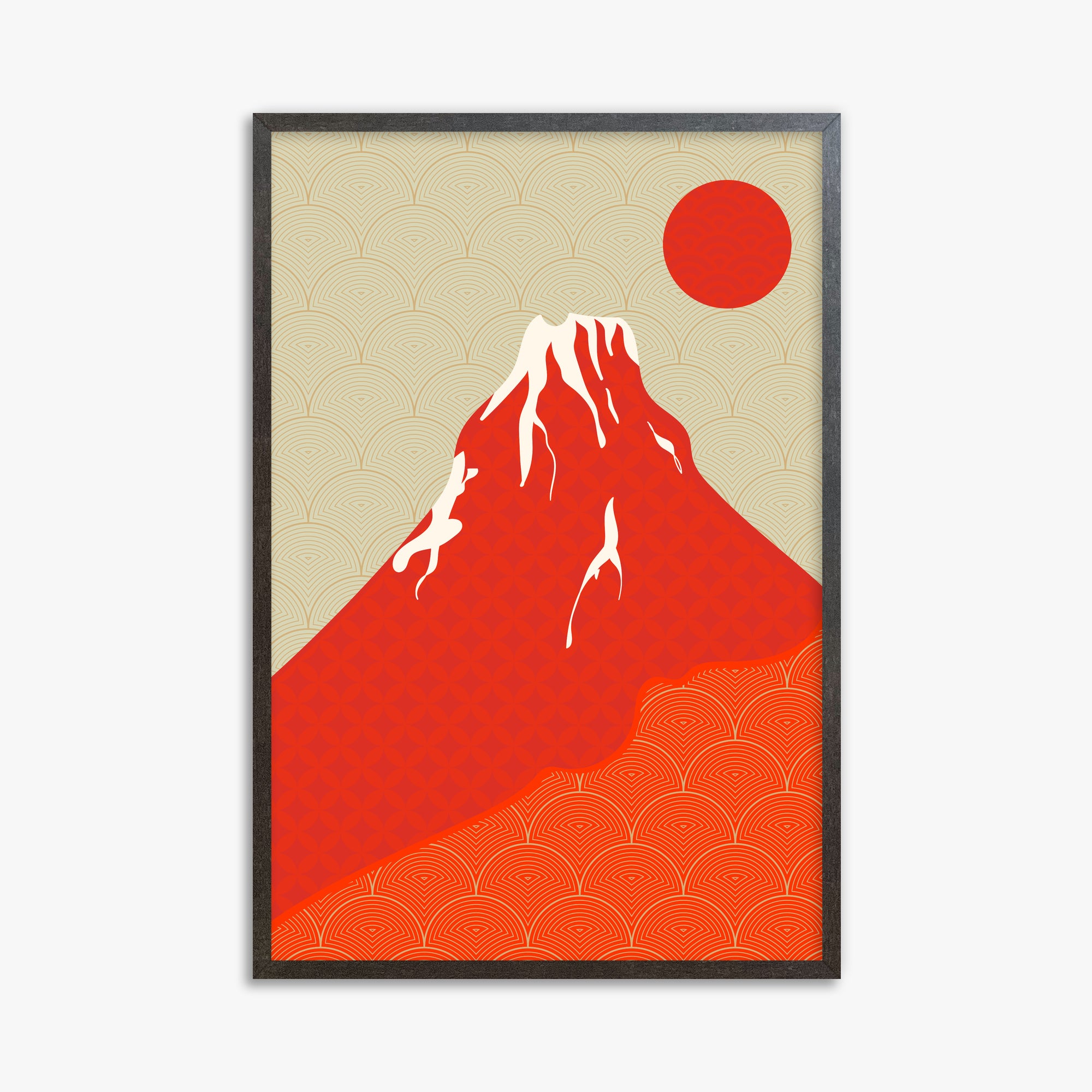 Crimson Fuji Sunset, 61x91cm Framed Poster With Espresso Frame