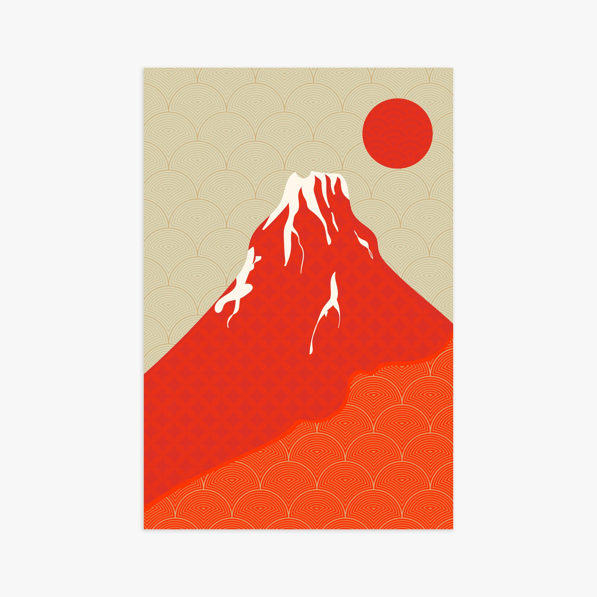 Crimson Fuji Sunset, 61x91cm Poster Unframed
