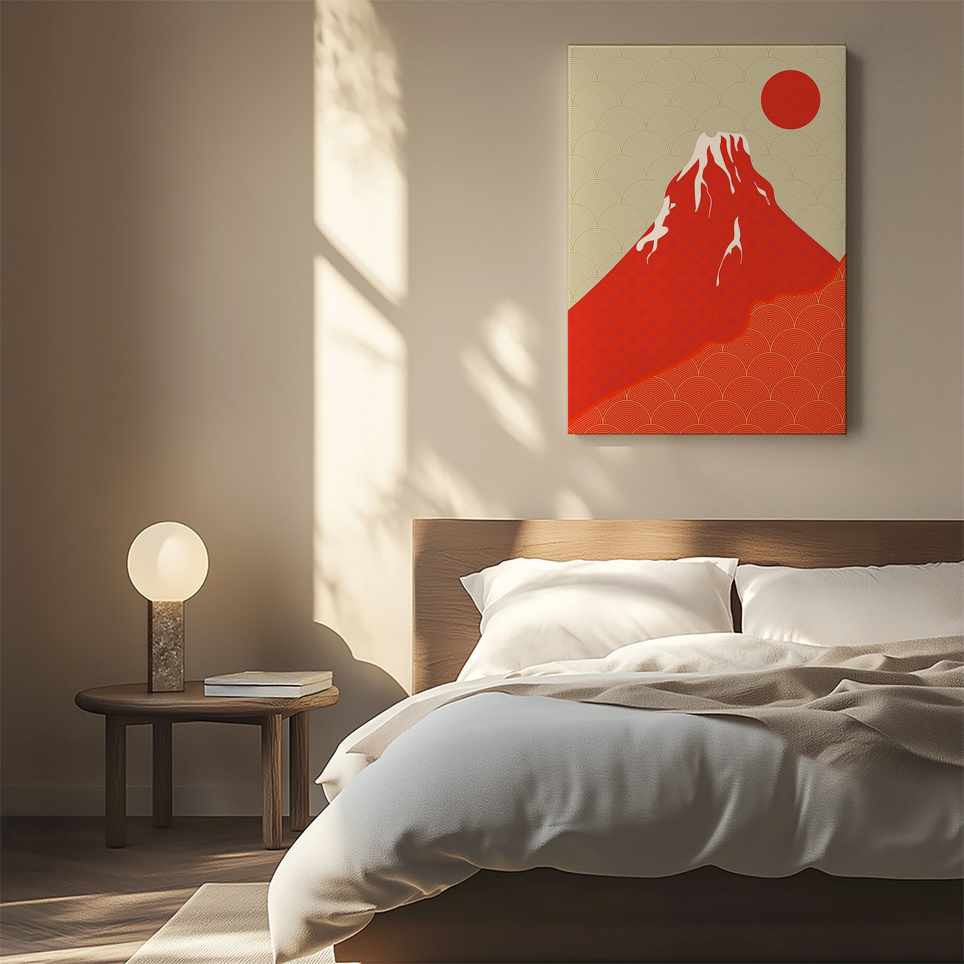 Design Concept No. 55 for Crimson Fuji Sunset Modern Satin Canvas Poster Art