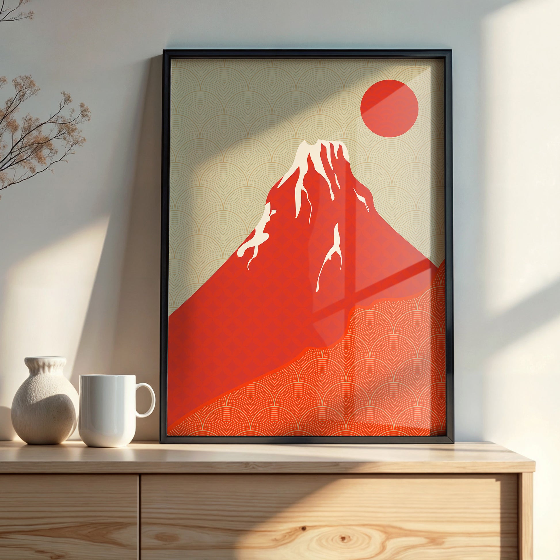 Design Concept No. 22 for Crimson Fuji Sunset Modern Poster Art