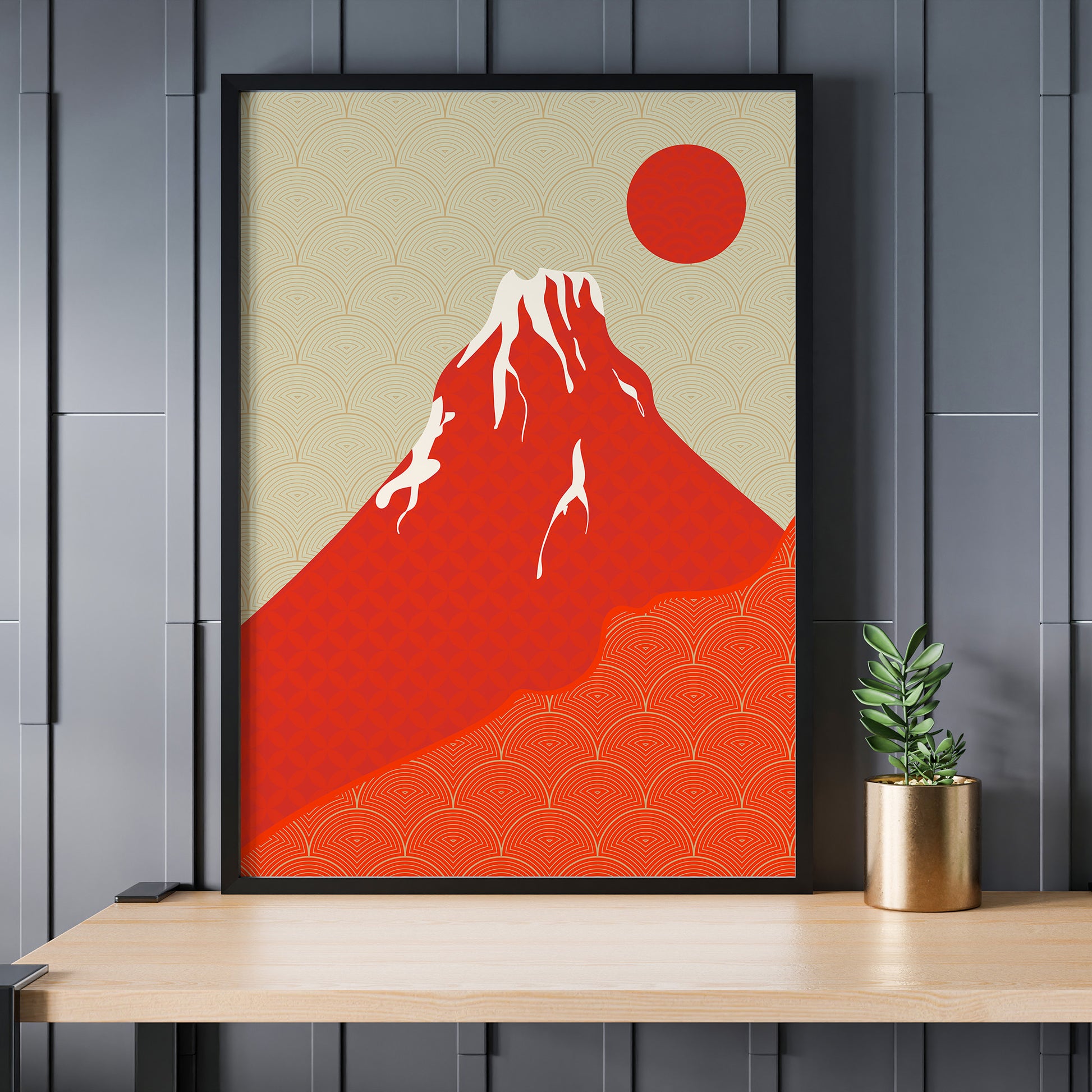Design Concept No. 24 for Crimson Fuji Sunset Modern Poster Art