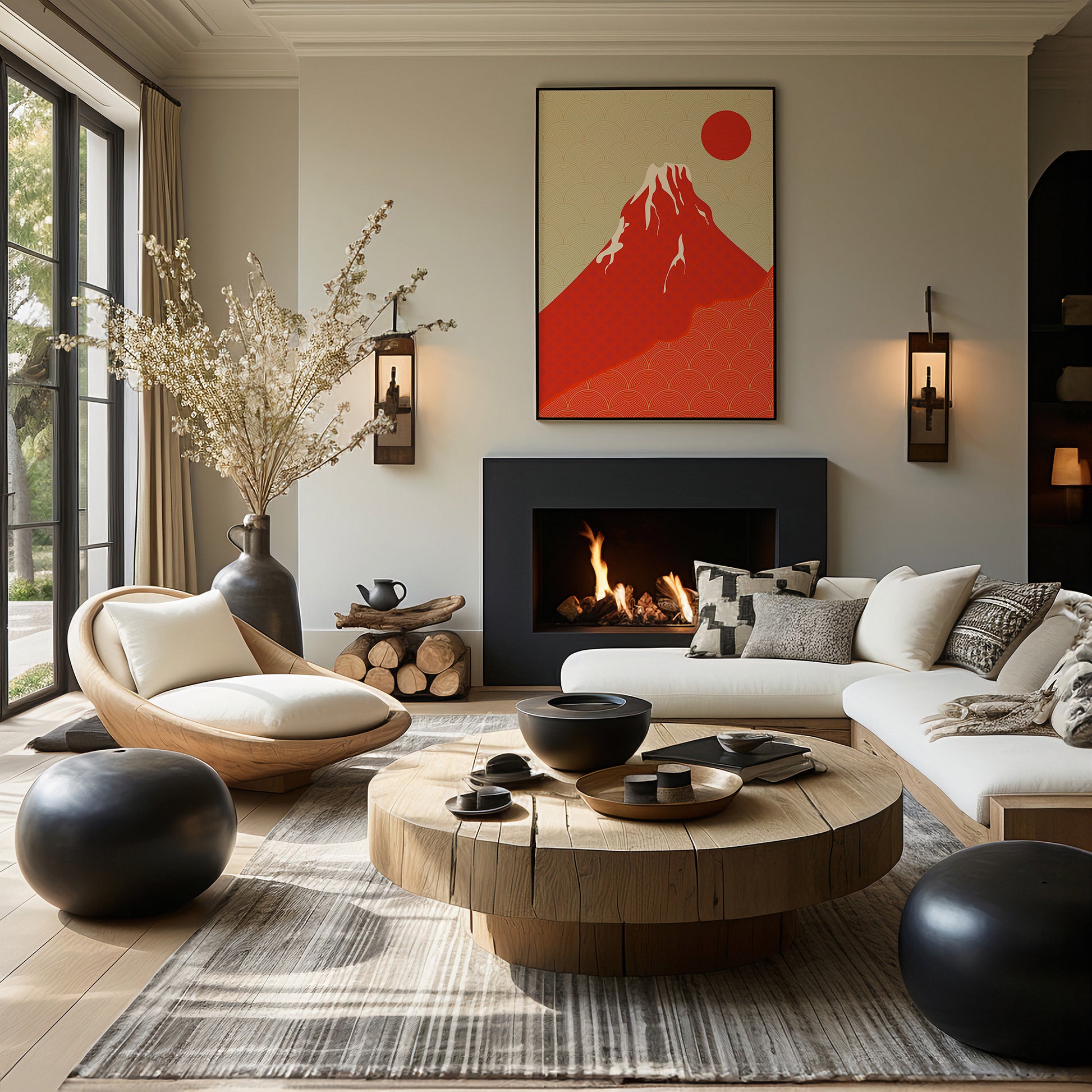 Design Concept No. 39 for Crimson Fuji Sunset Modern Poster Art