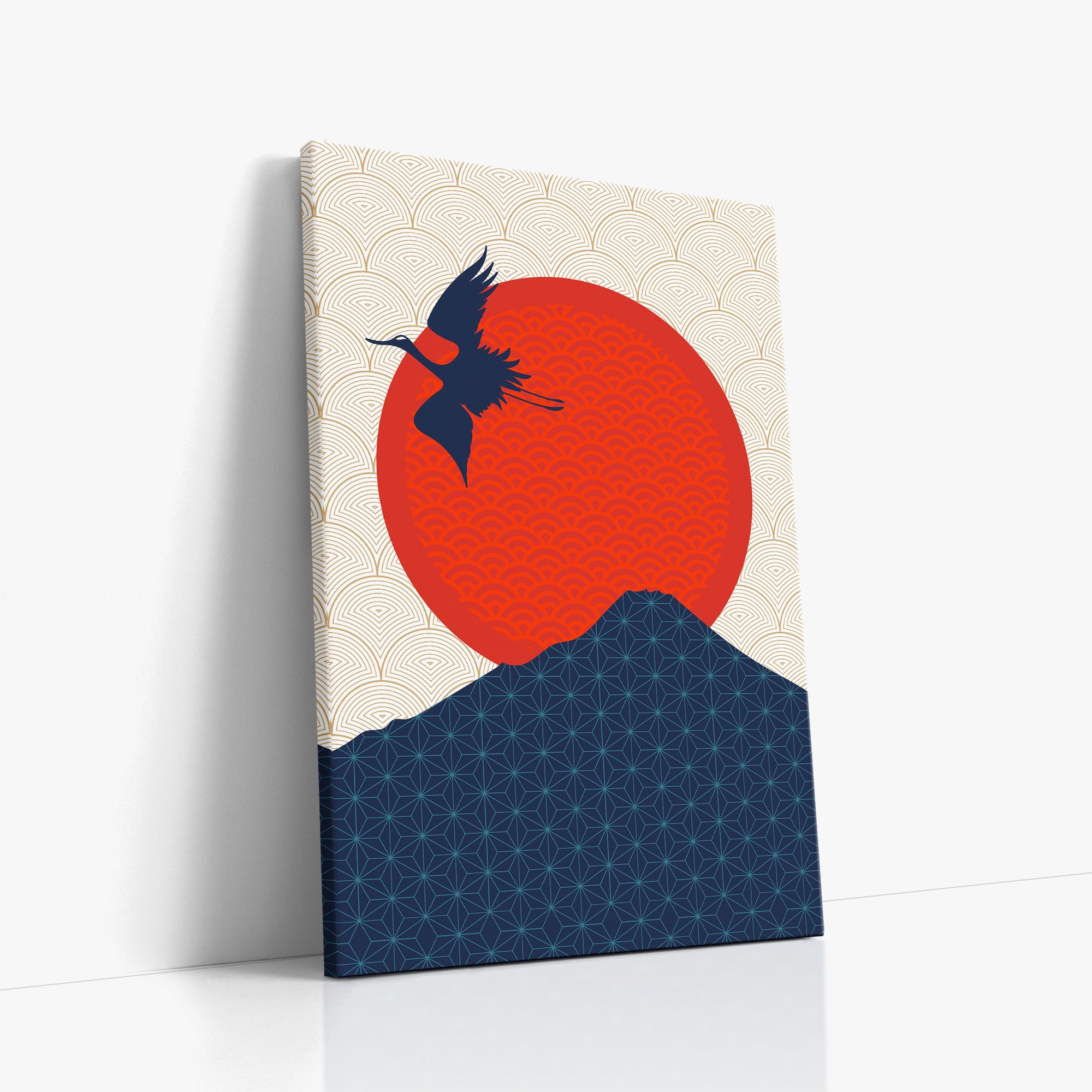 Crane At Crimson Sun