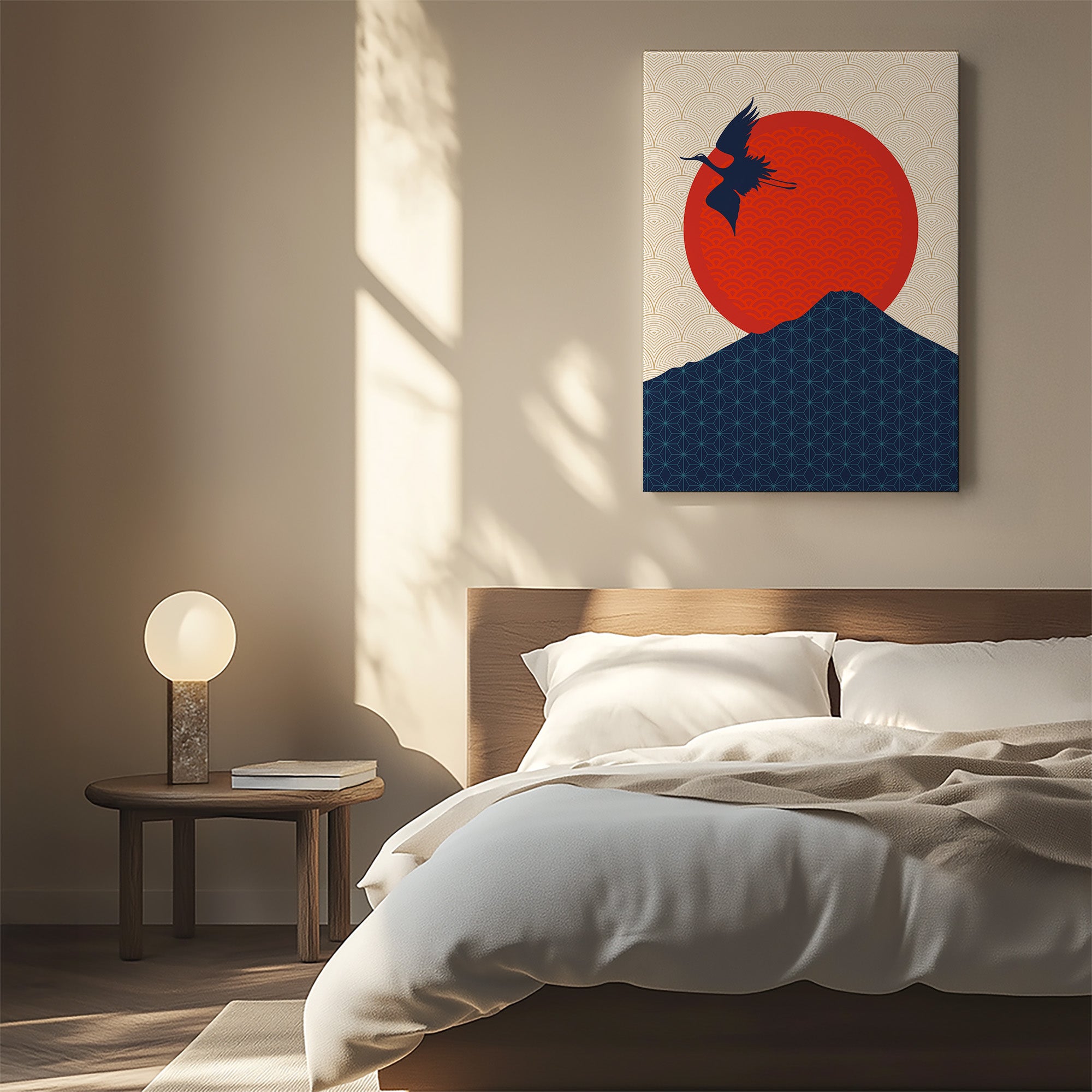 Crane At Crimson Sun