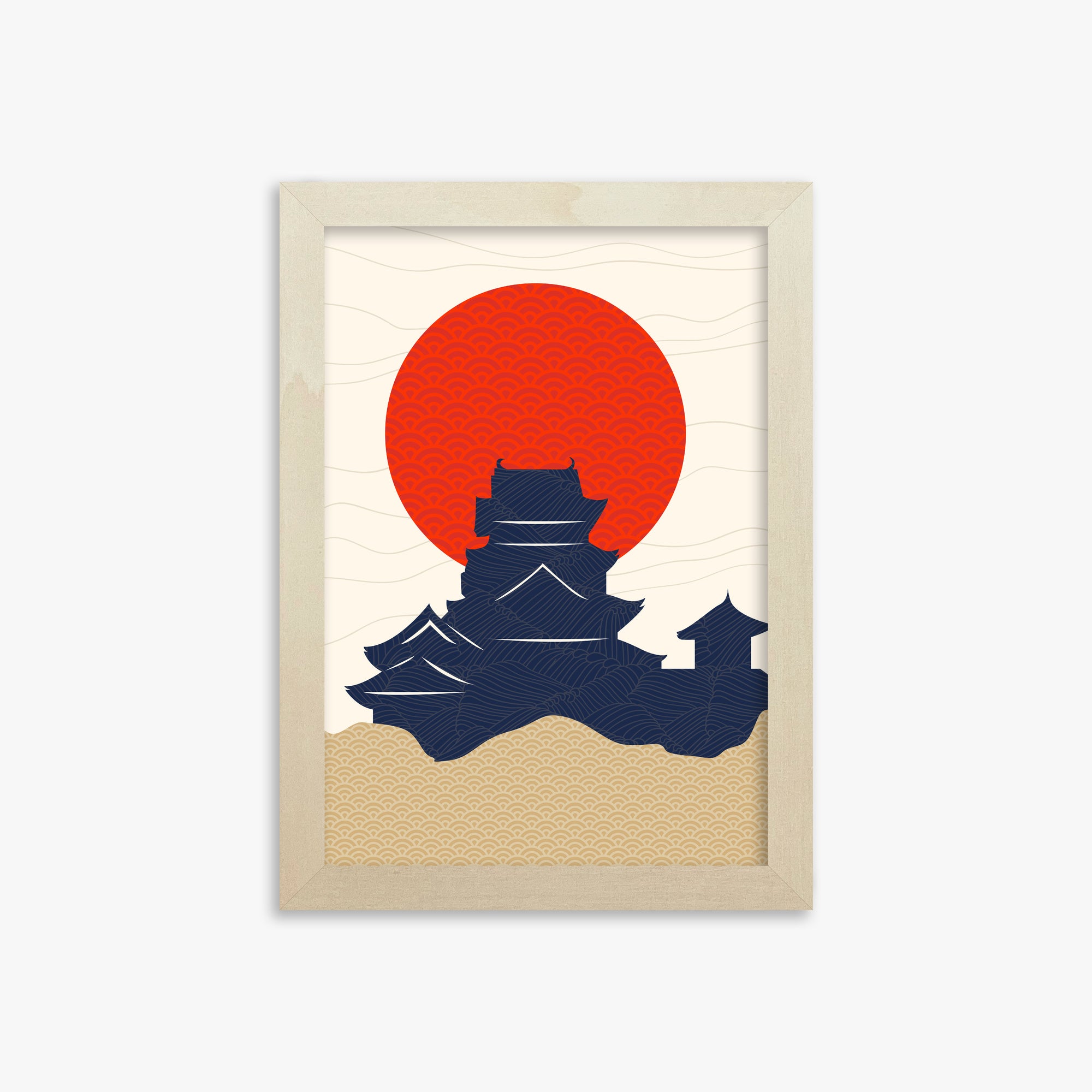 Vermilion Sun Castle, 21x30cm Framed Poster With Lime Wood Frame