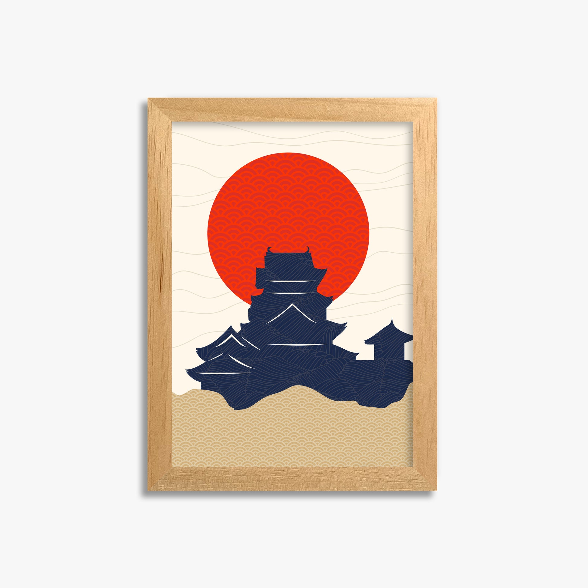 Vermilion Sun Castle, 21x30cm Framed Poster With Oak Frame