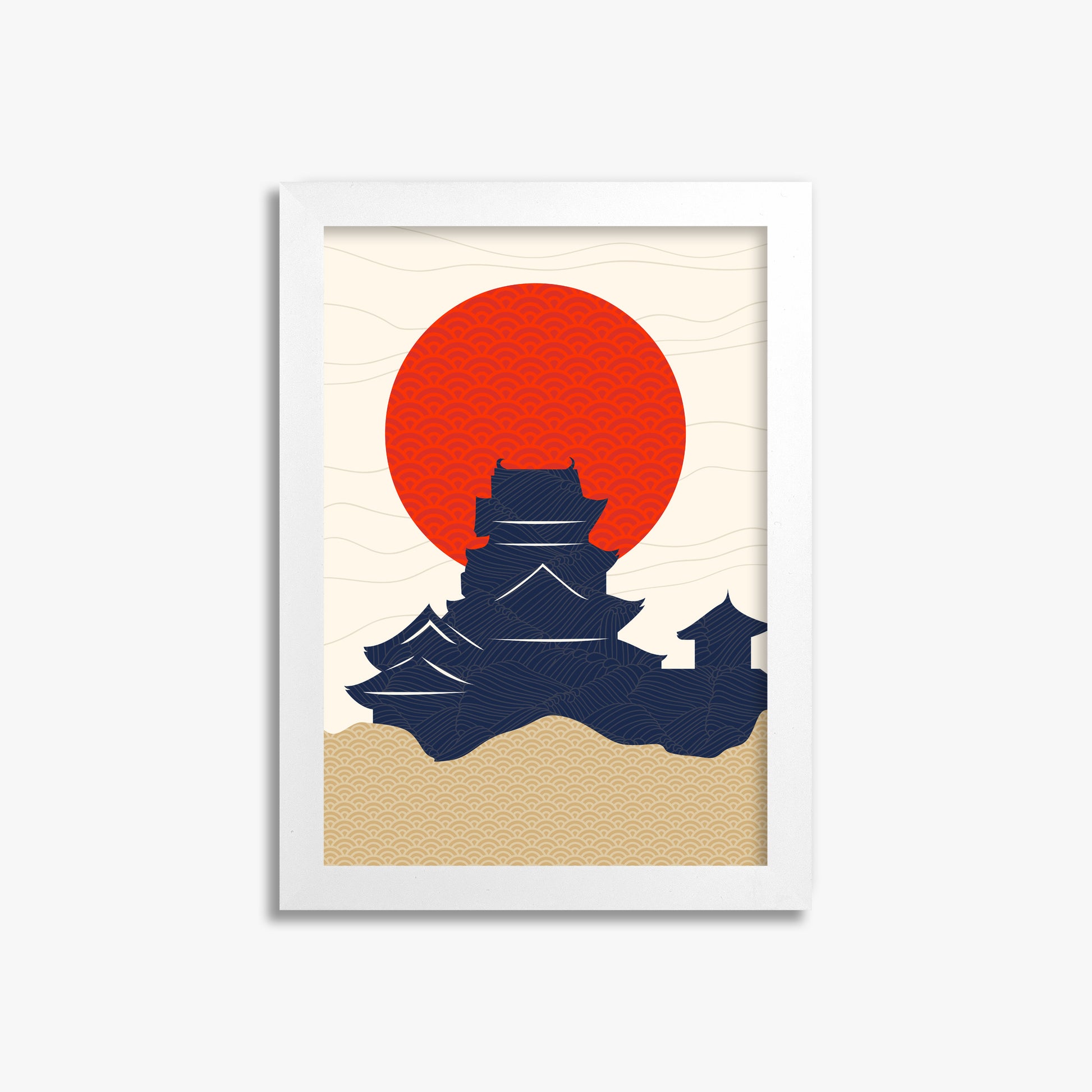Vermilion Sun Castle, 21x30cm Framed Poster With White Frame