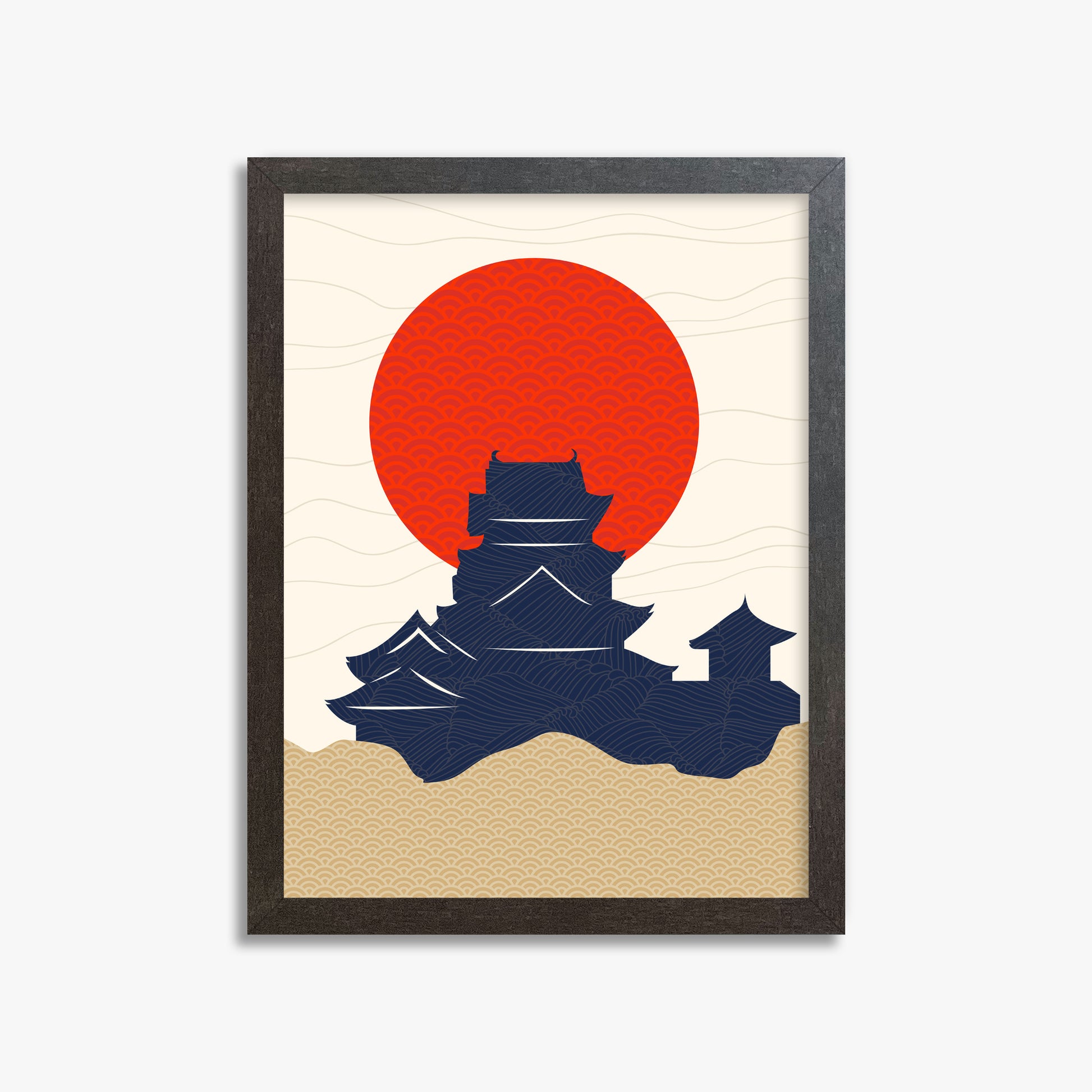 Vermilion Sun Castle, 30x40cm Framed Poster With Espresso Frame