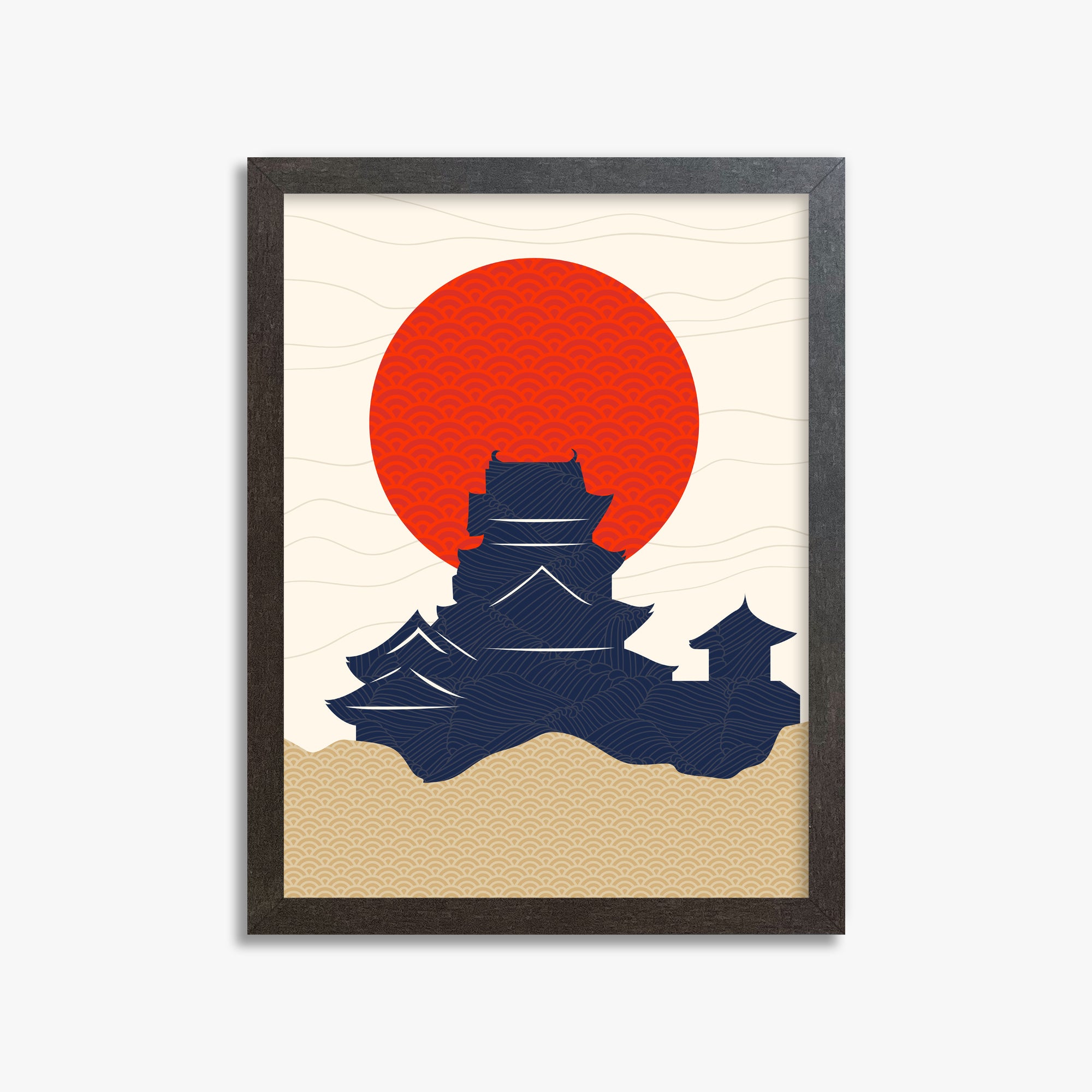 Vermilion Sun Castle, 30x40cm Framed Poster With Espresso Frame