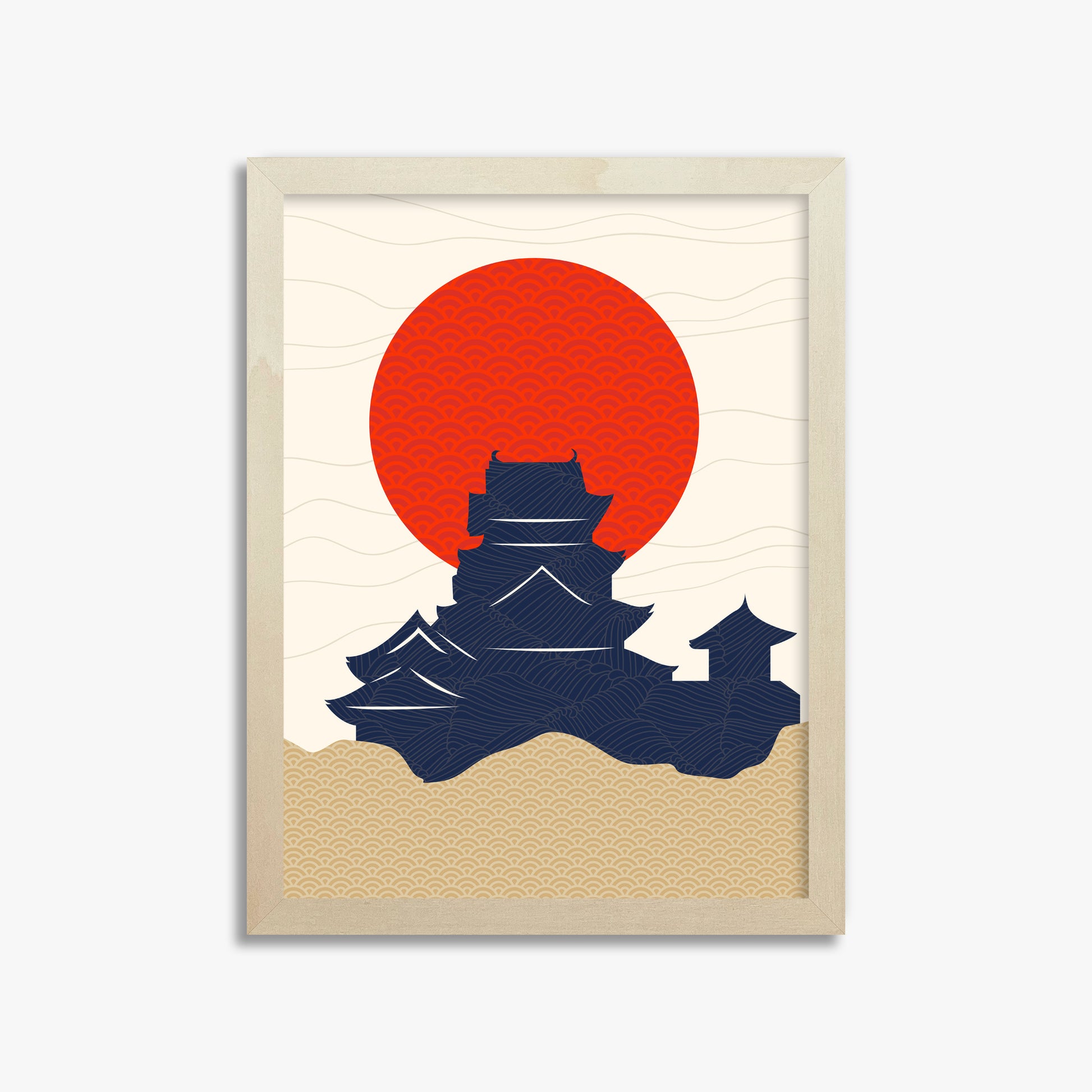 Vermilion Sun Castle, 30x40cm Framed Poster With Lime Wood Frame