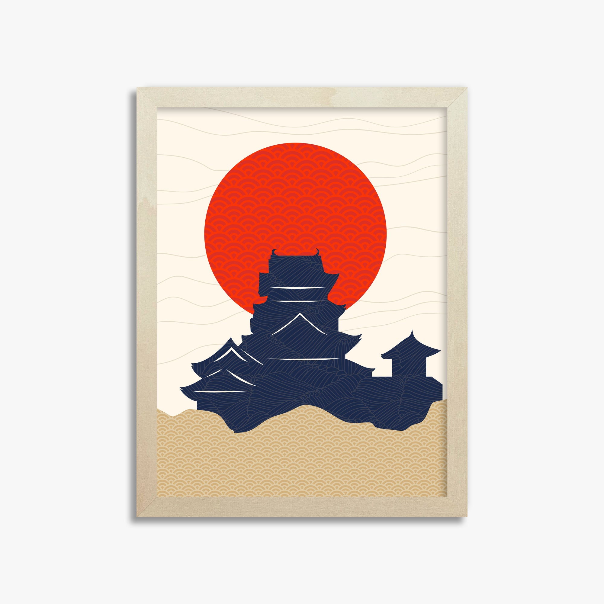 Vermilion Sun Castle, 30x40cm Framed Poster With Lime Wood Frame