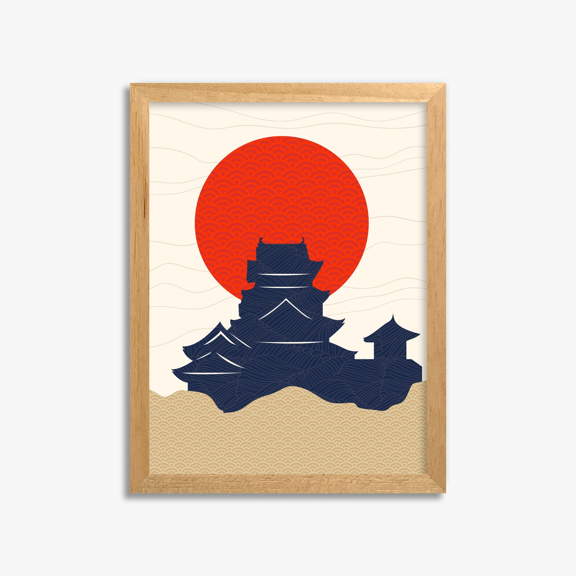 Vermilion Sun Castle, 30x40cm Framed Poster With Oak Frame