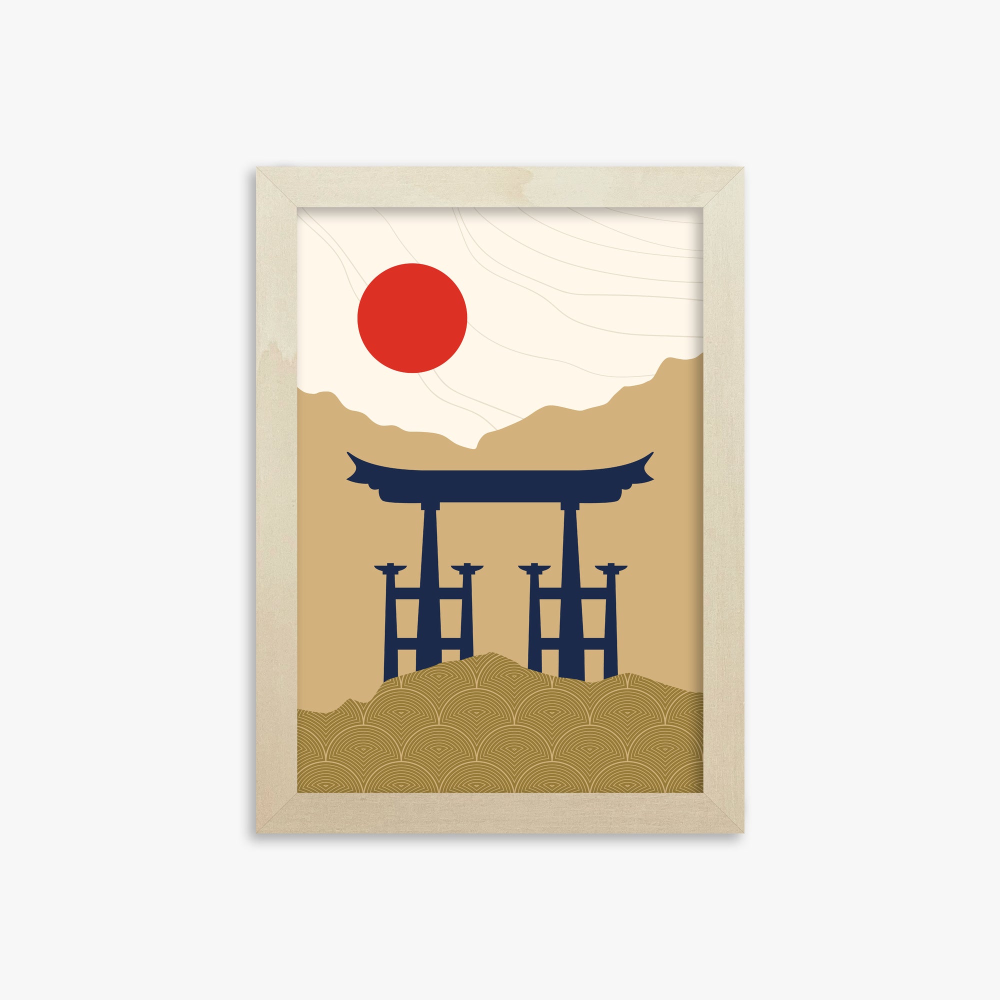 Serene Torii Gate, 21x30cm Framed Poster With Lime Wood Frame