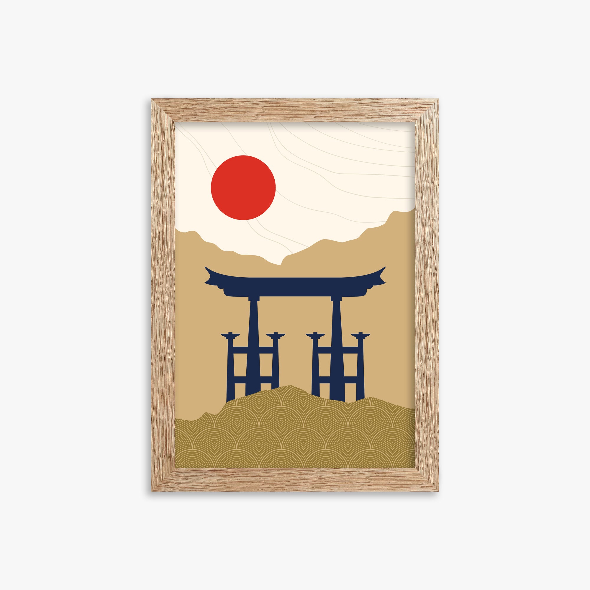Serene Torii Gate, 21x30cm Framed Poster With Raw Oak Frame