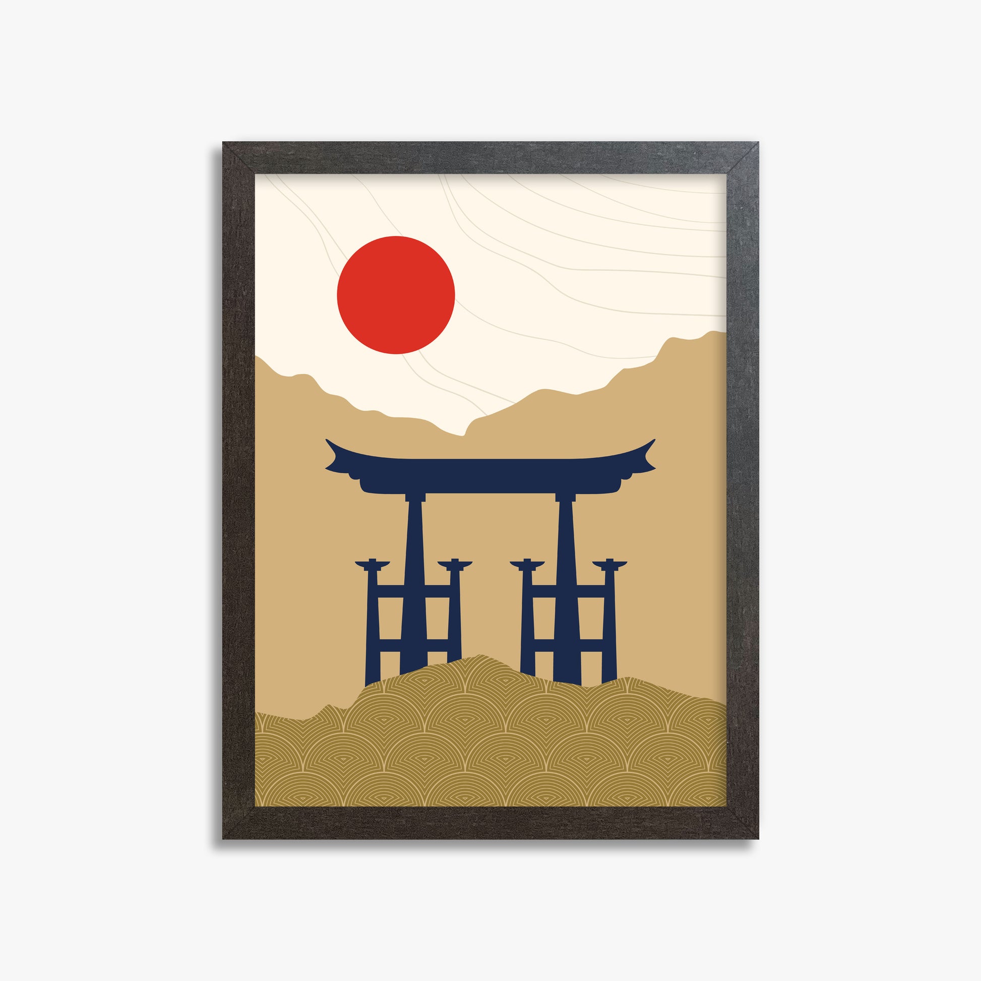 Serene Torii Gate, 30x40cm Framed Poster With Espresso Frame