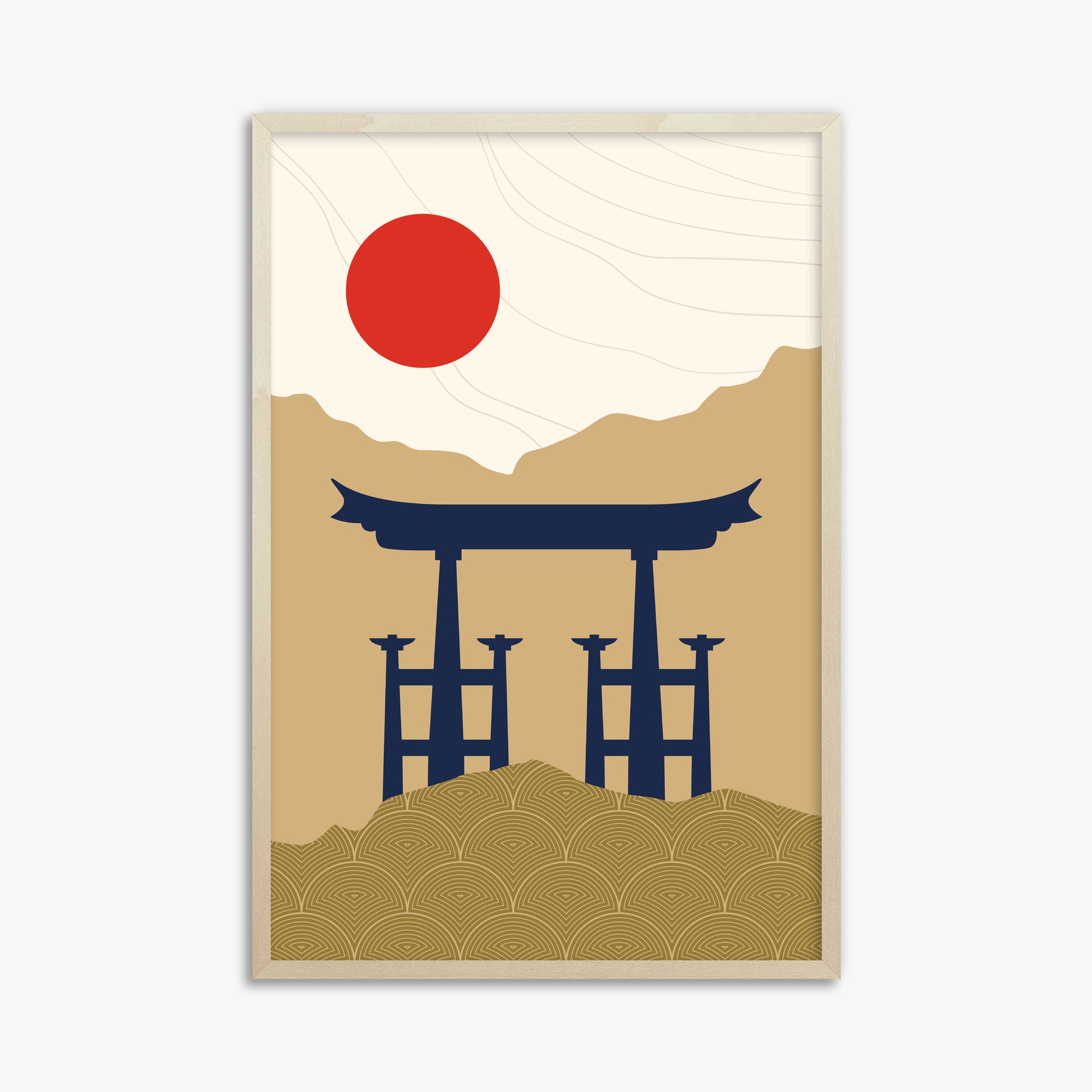 Serene Torii Gate, 61x91cm Framed Poster With Lime Wood Frame