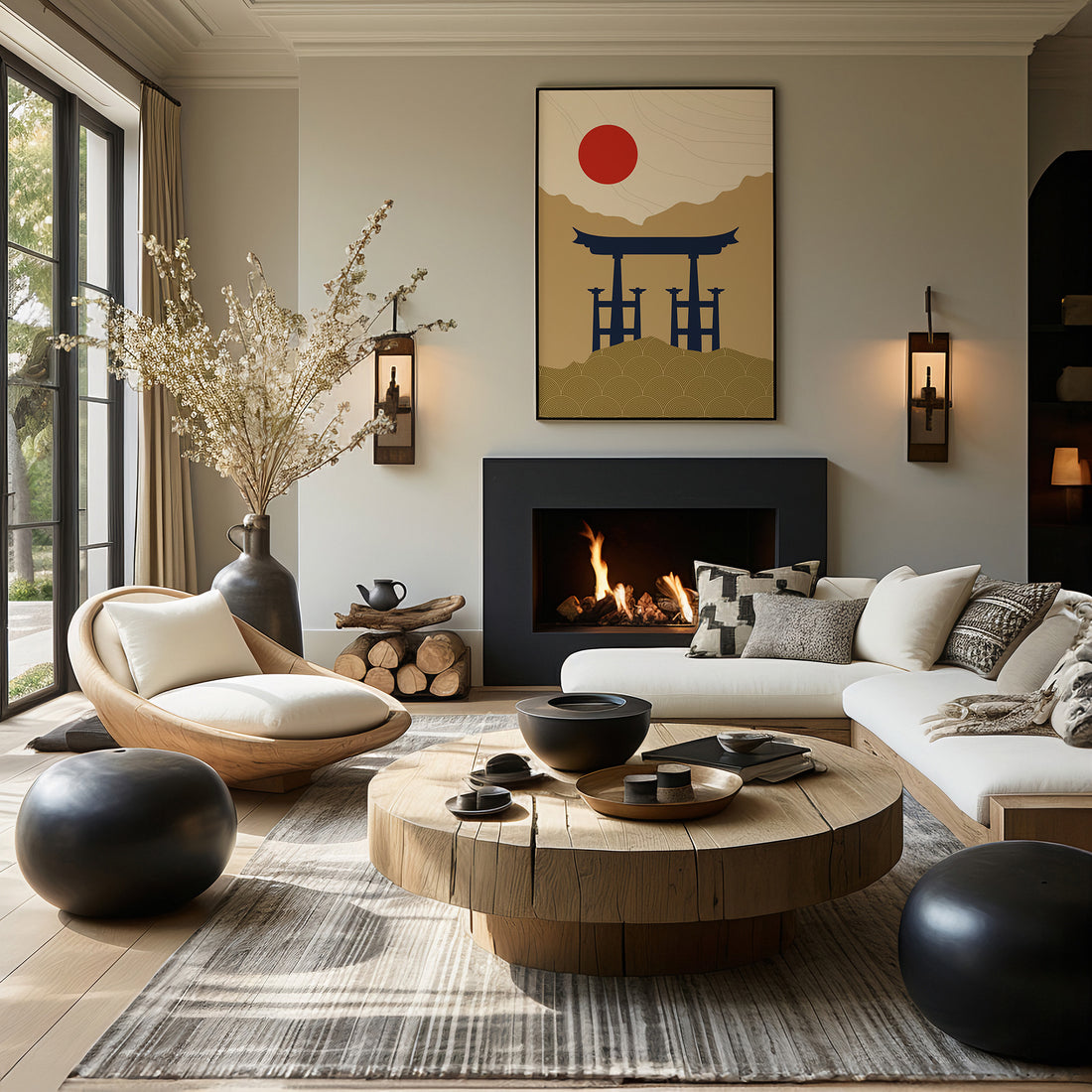 Serene Torii Gate, 50x70cm Framed Poster With Black Frame