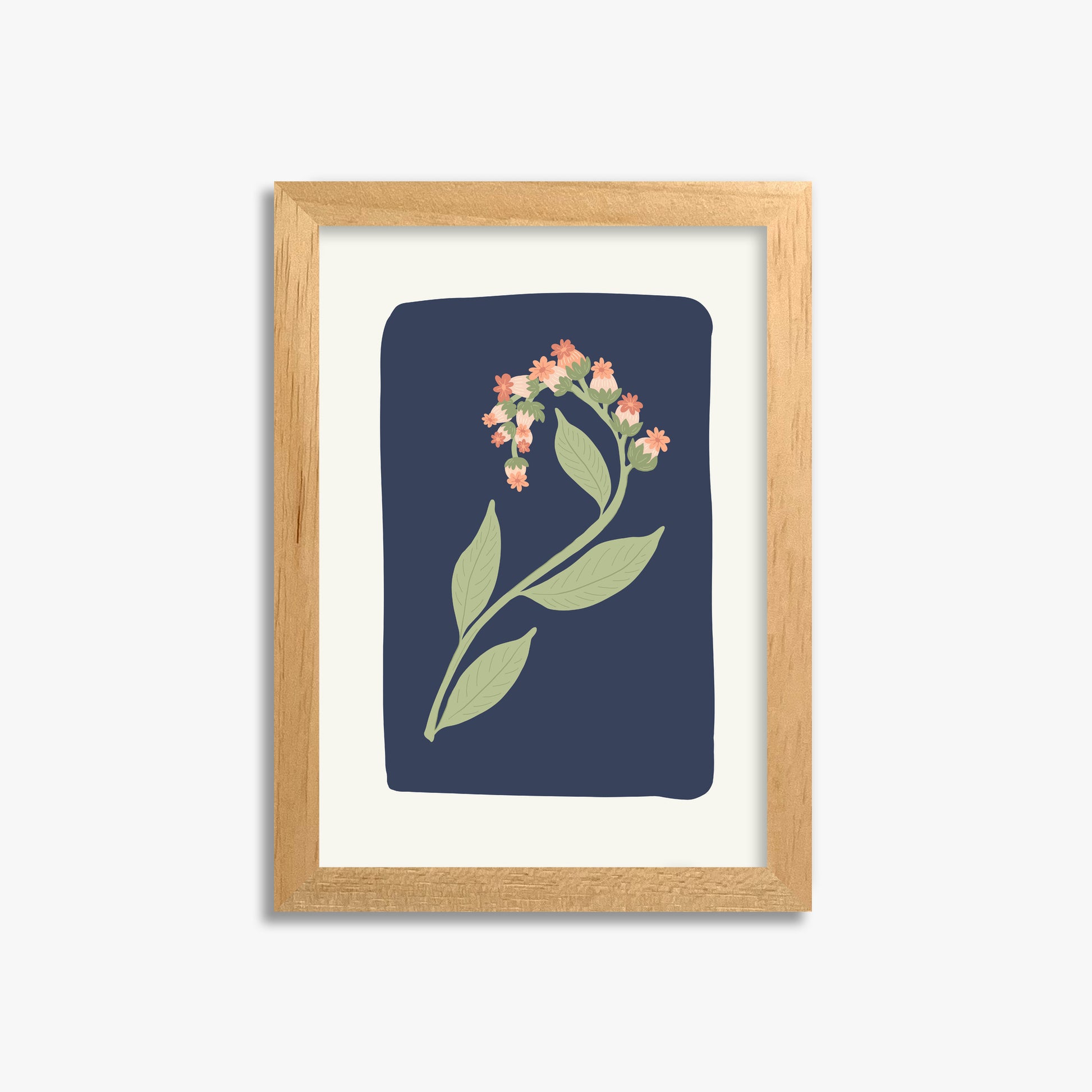 Midnight Bloom, 21x30cm Framed Poster With Oak Frame