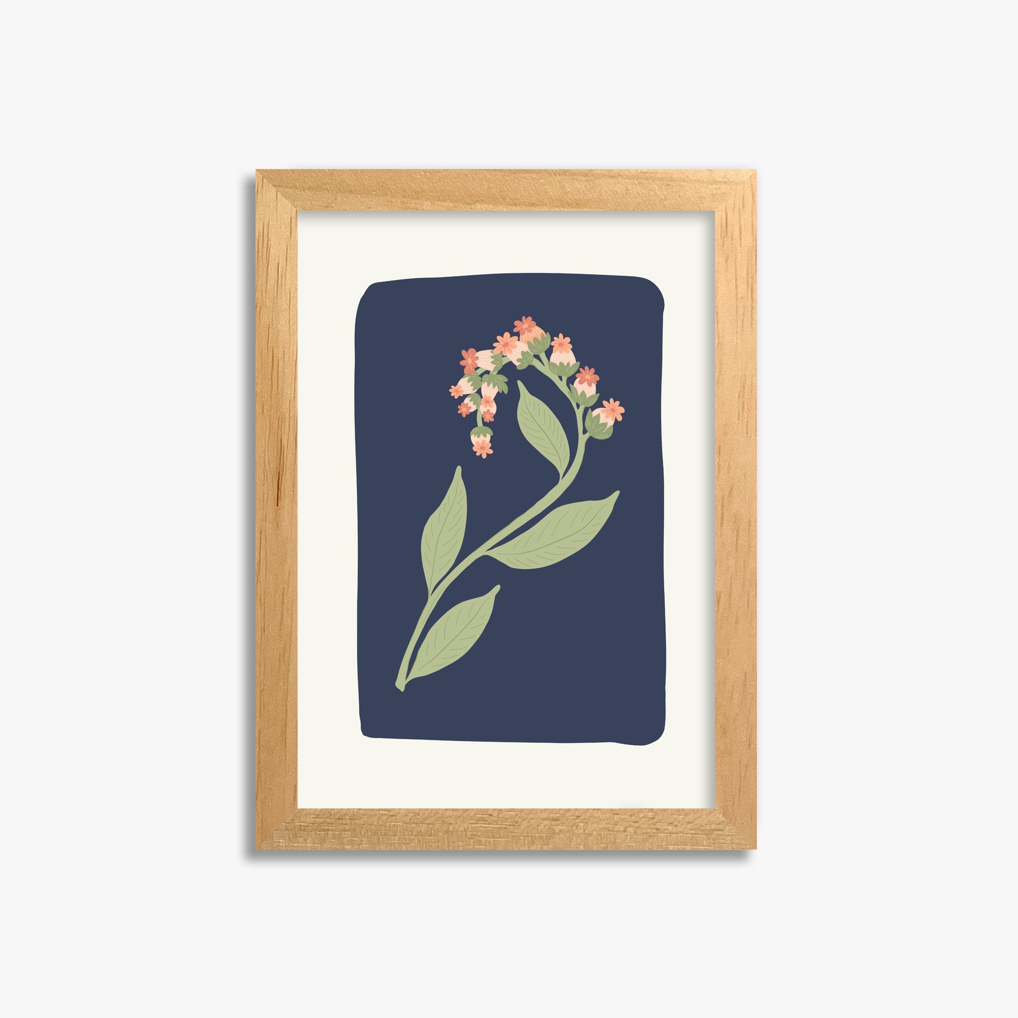 Midnight Bloom, 21x30cm Framed Poster With Oak Frame