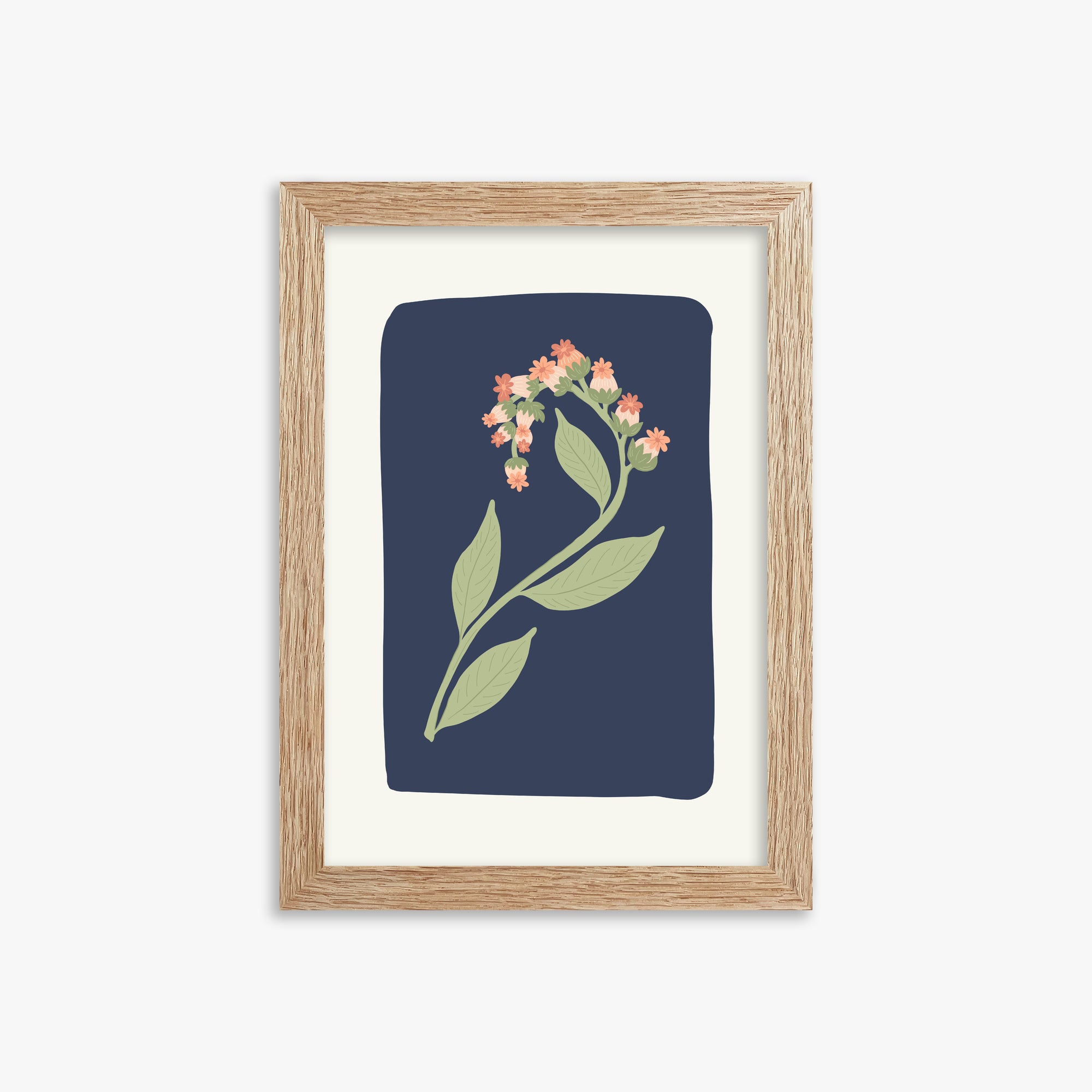 Midnight Bloom, 21x30cm Framed Poster With Raw Oak Frame